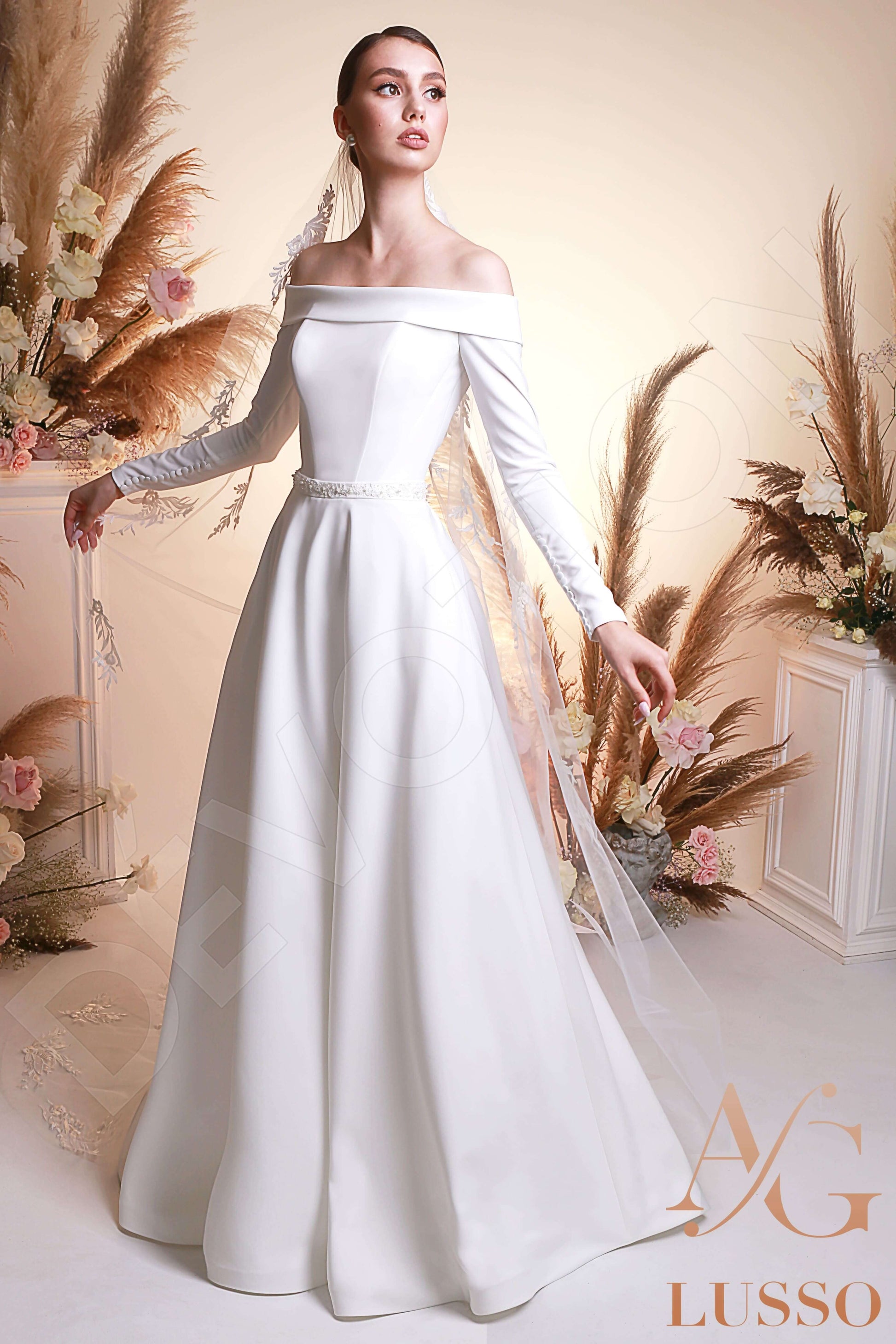 Malani A-line Off-shoulder/Drop shoulders Lightivory Wedding dress