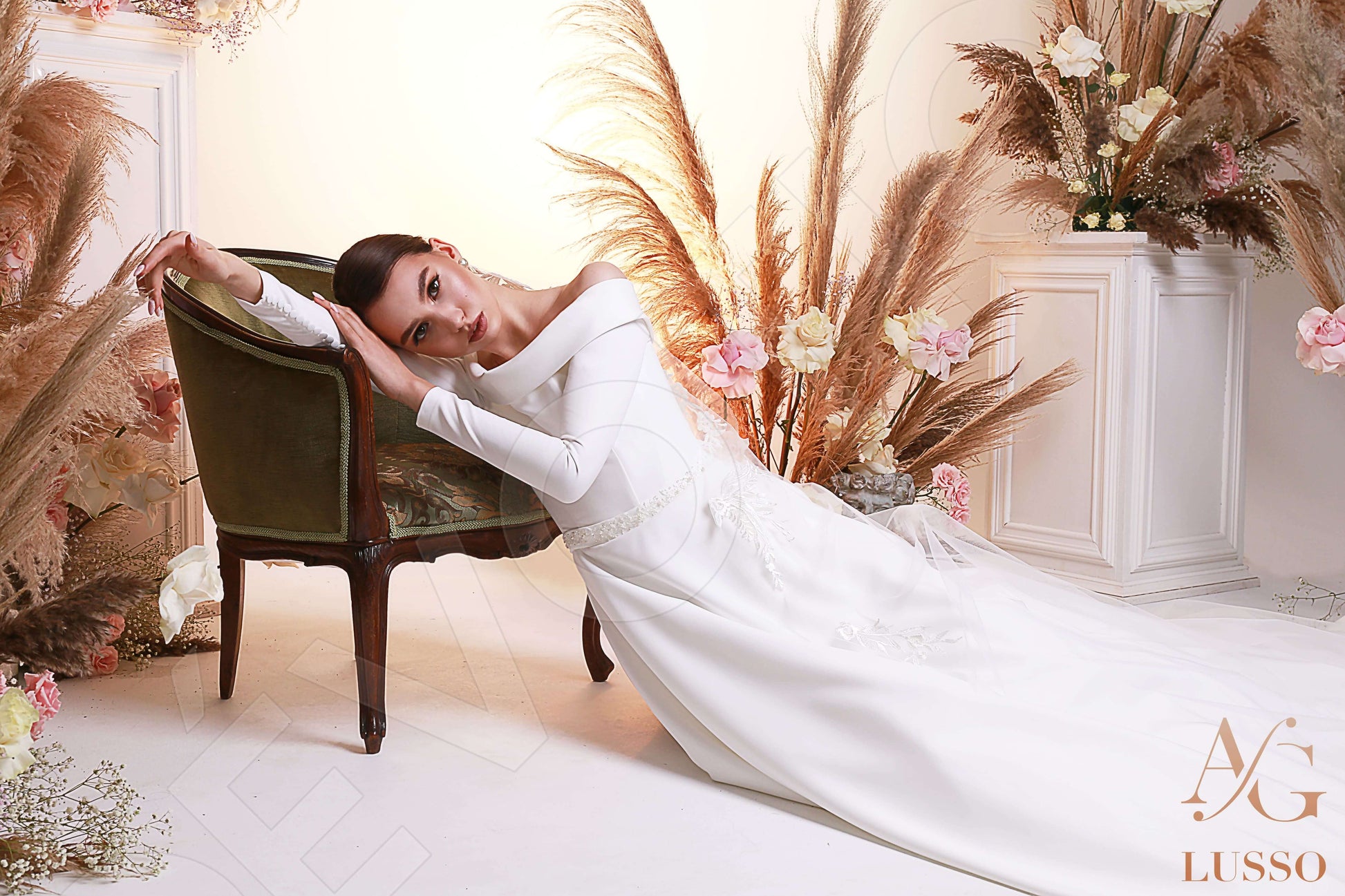 Malani A-line Off-shoulder/Drop shoulders Lightivory Wedding dress