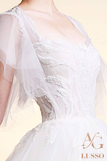 Marlowe Full back A-line Short/ Cap sleeve Wedding Dress 6