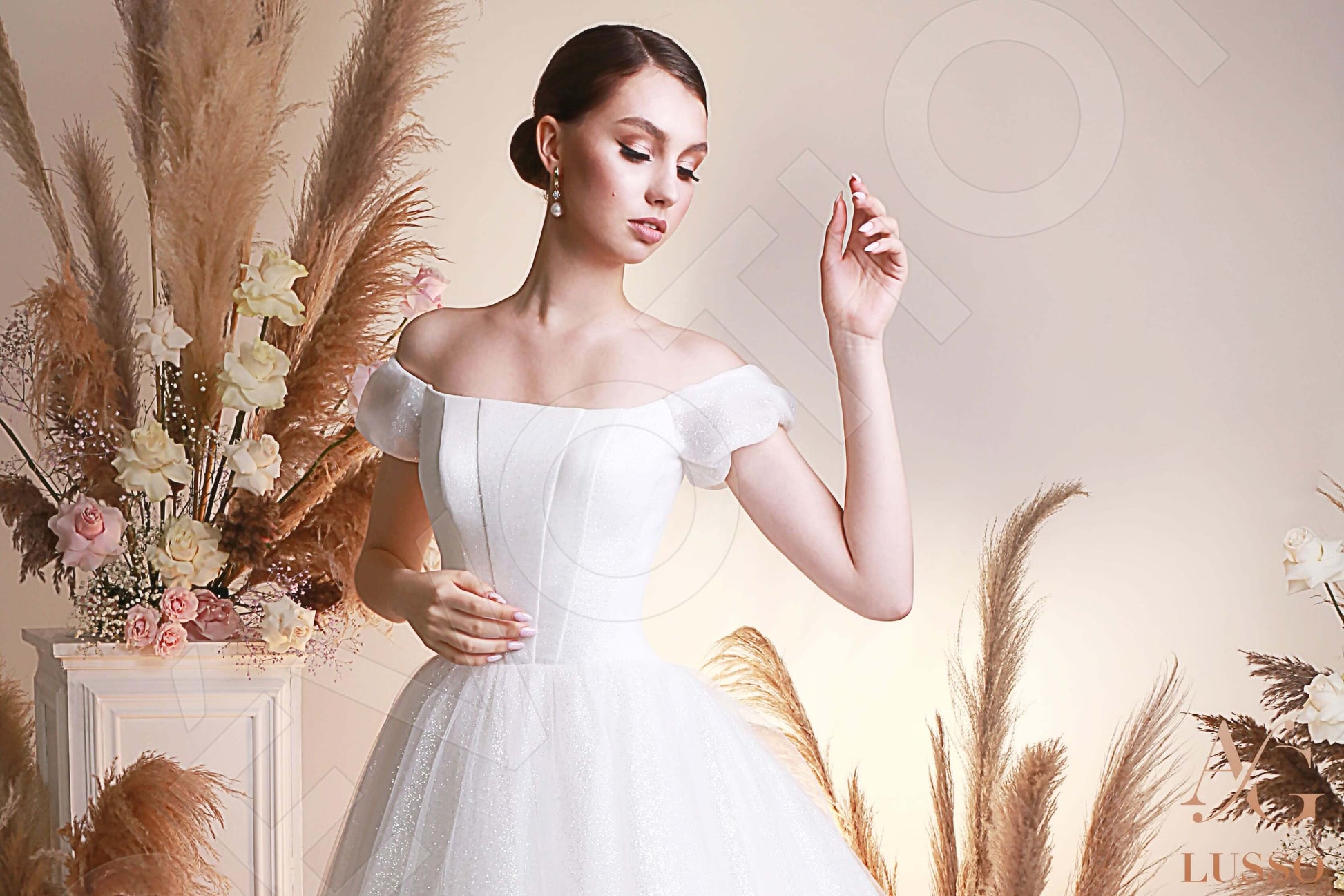 Saida Princess/Ball Gown Off-shoulder/Drop shoulders Lightivory Wedding dress
