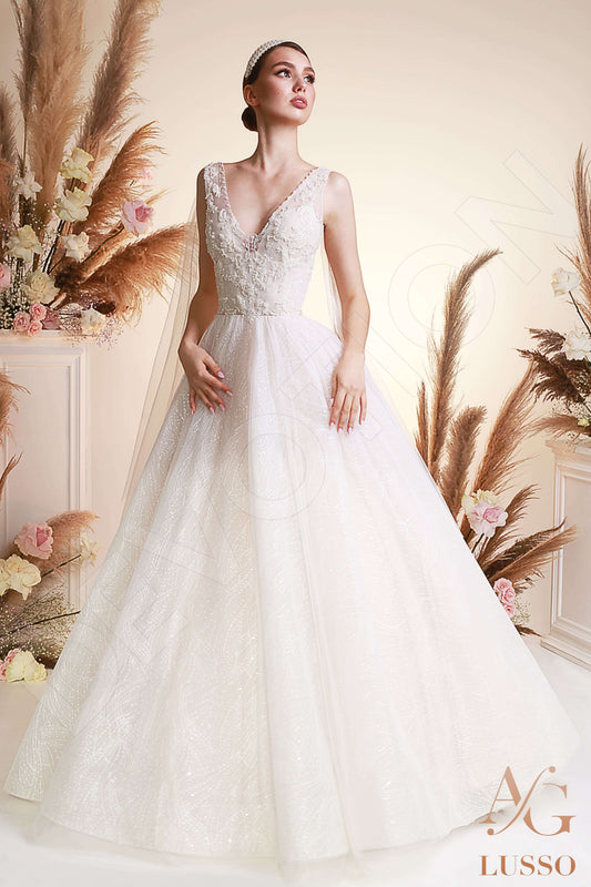 Ziada A-line V-neck Ivory Wedding dress