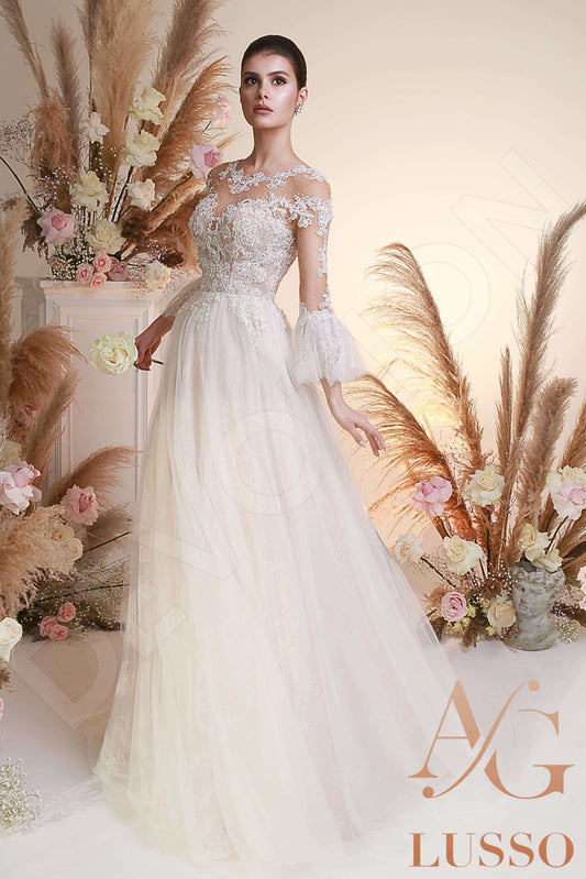 Ezra A-line Jewel Ivory Wedding dress