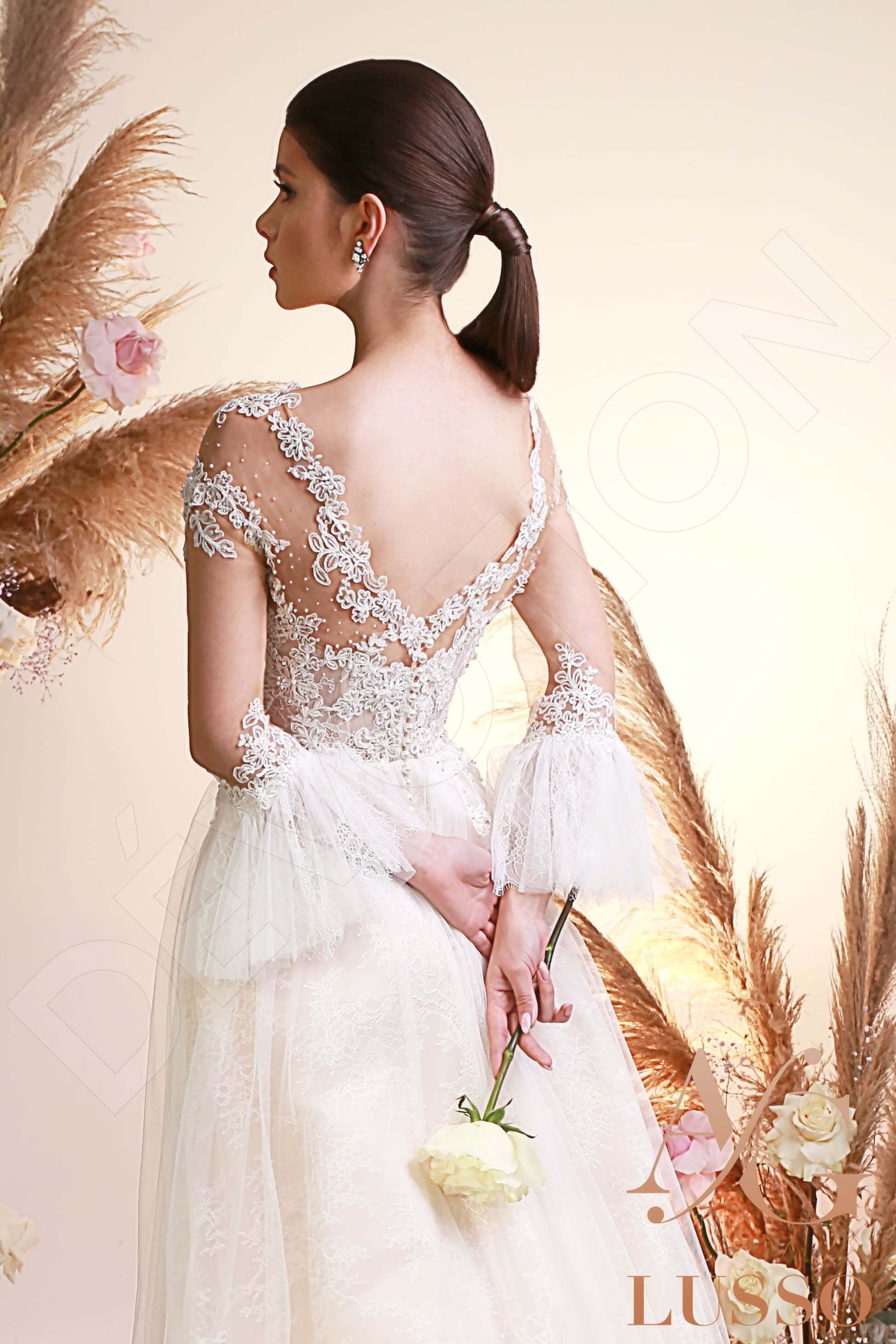 Ezra A-line Jewel Ivory Wedding dress