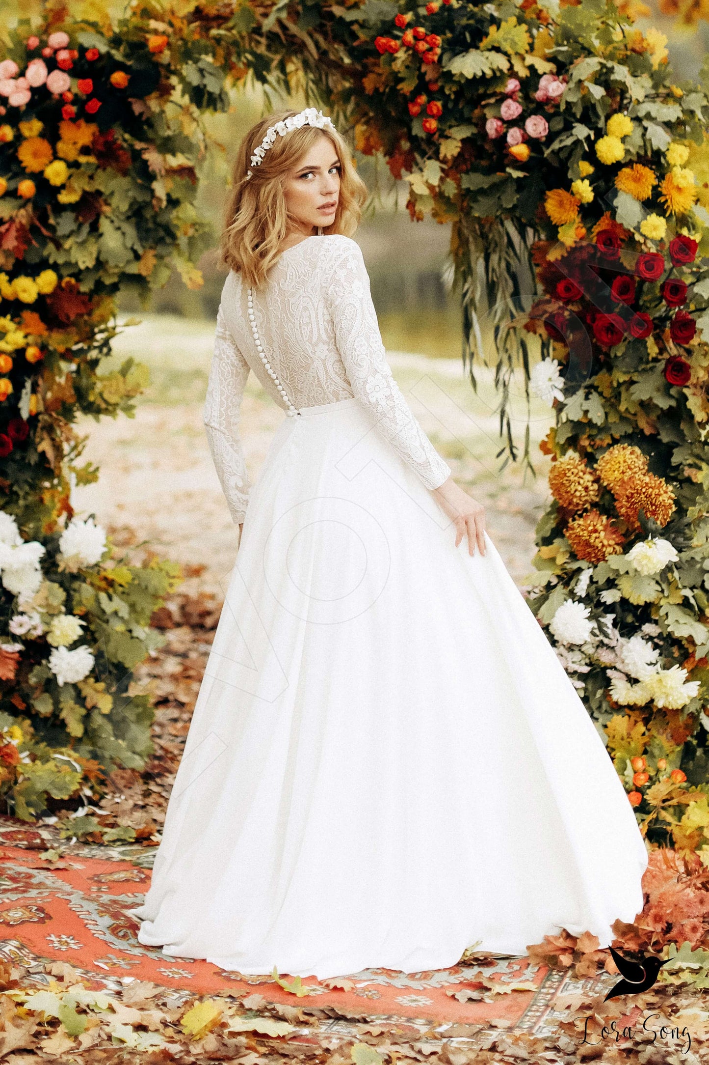 Avery Full back A-line Long sleeve Wedding Dress Back