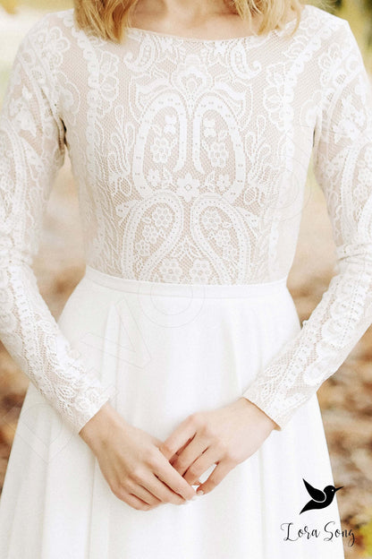 Avery Full back A-line Long sleeve Wedding Dress 8