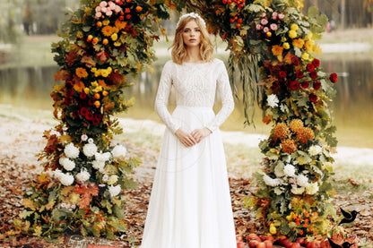 Avery Full back A-line Long sleeve Wedding Dress 13