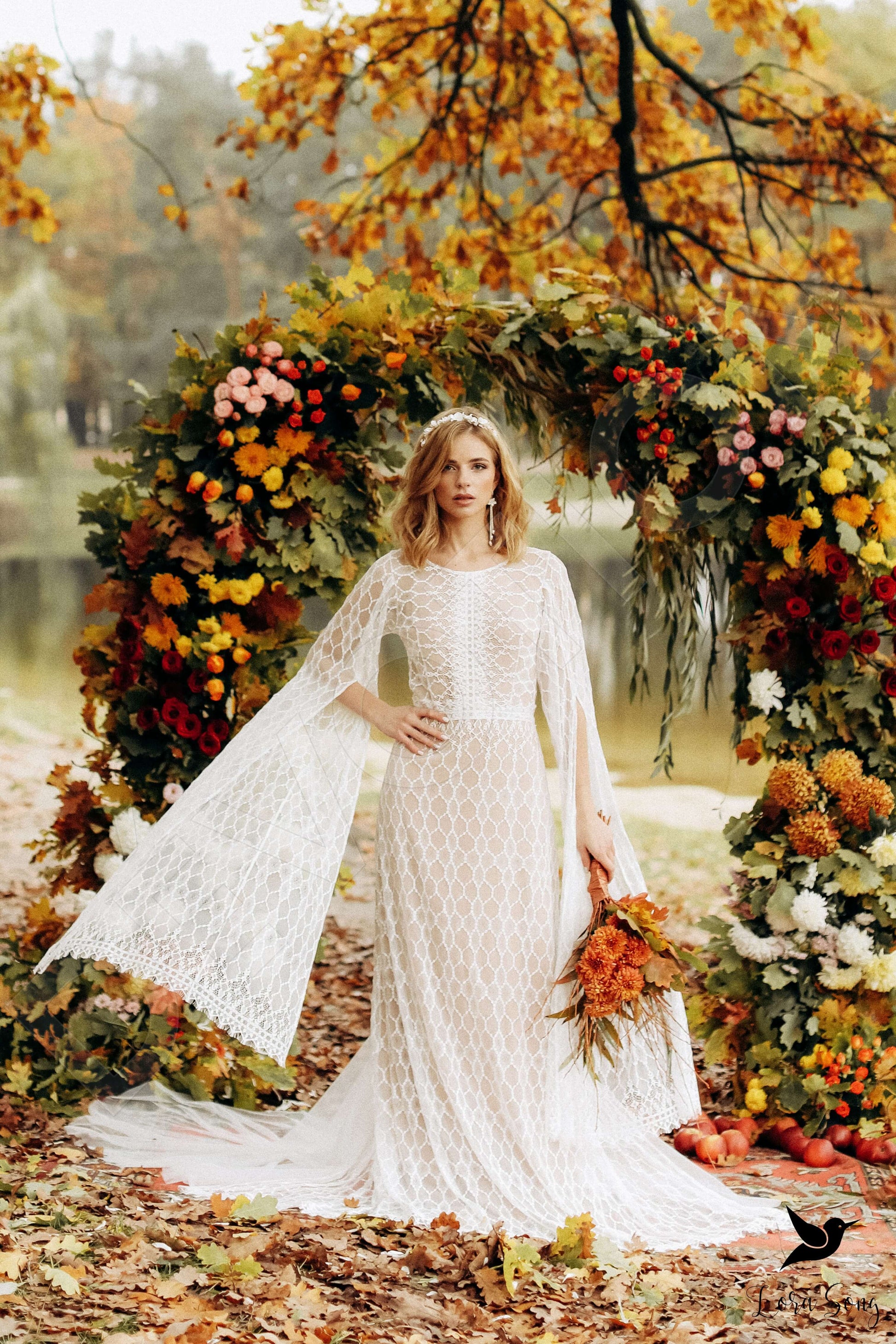 Brigid A-line Jewel Milk Nude Wedding dress