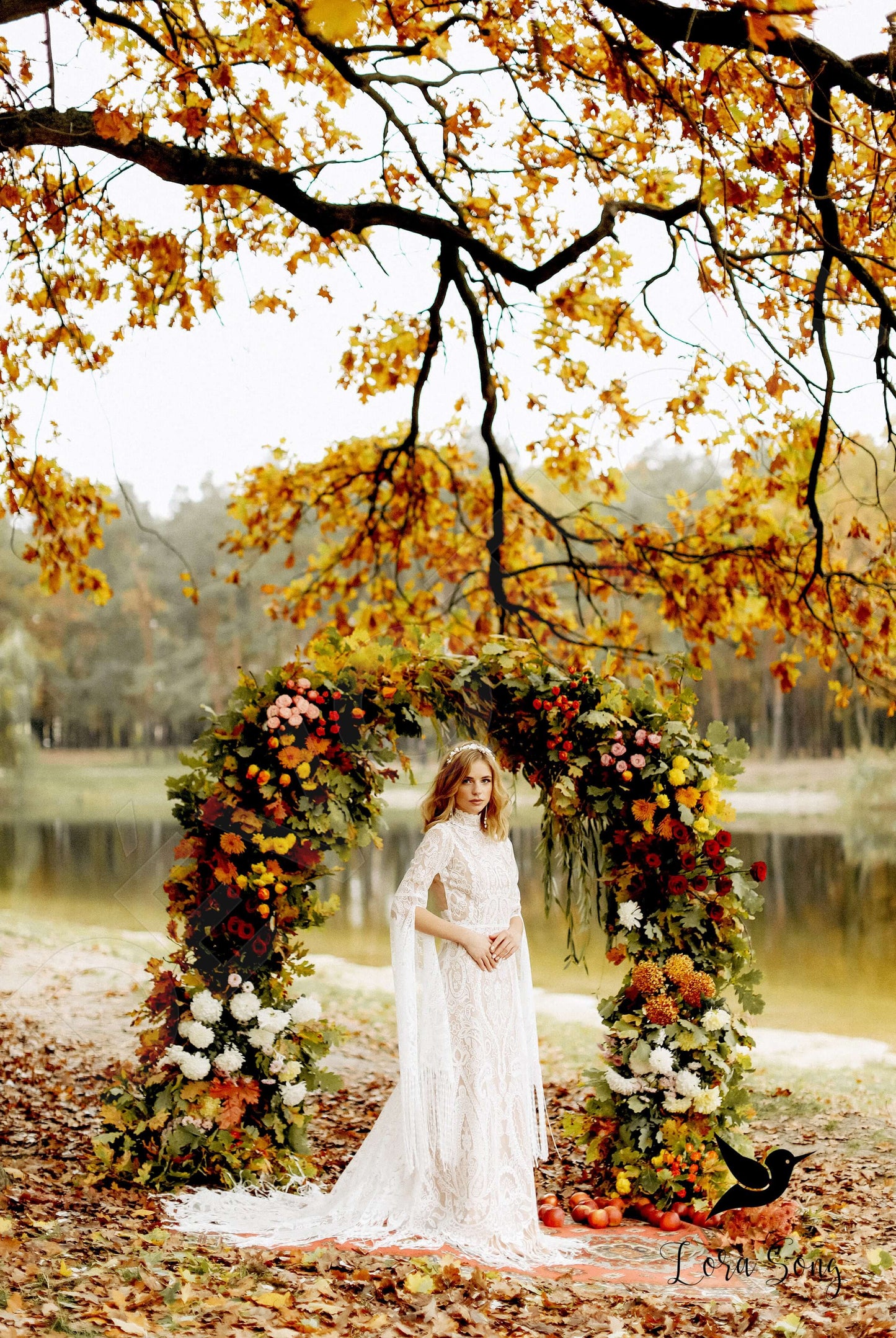 Aria Open back A-line Long sleeve Wedding Dress 15