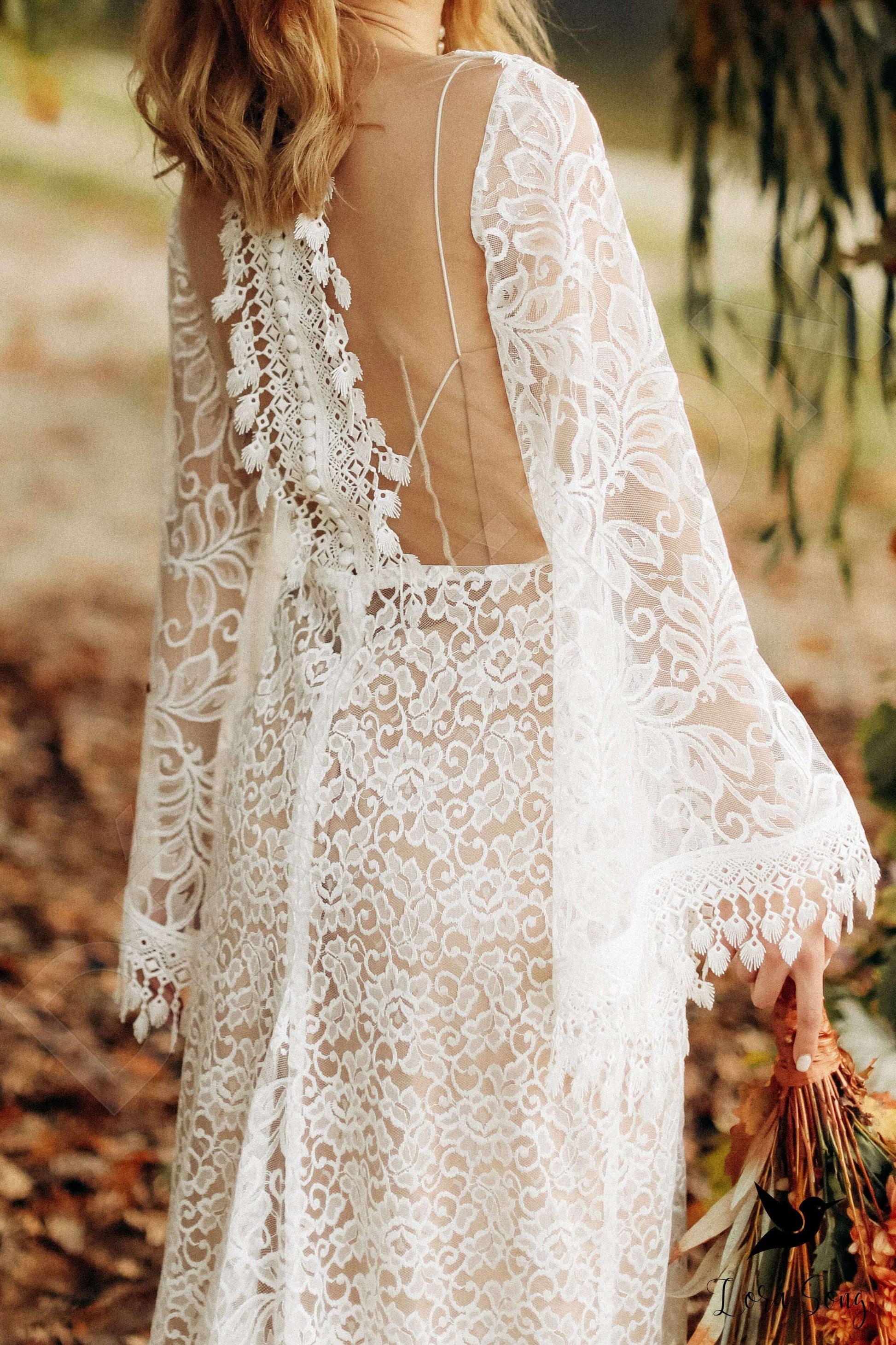 Heidi A-line V-neck Milk Nude Wedding dress