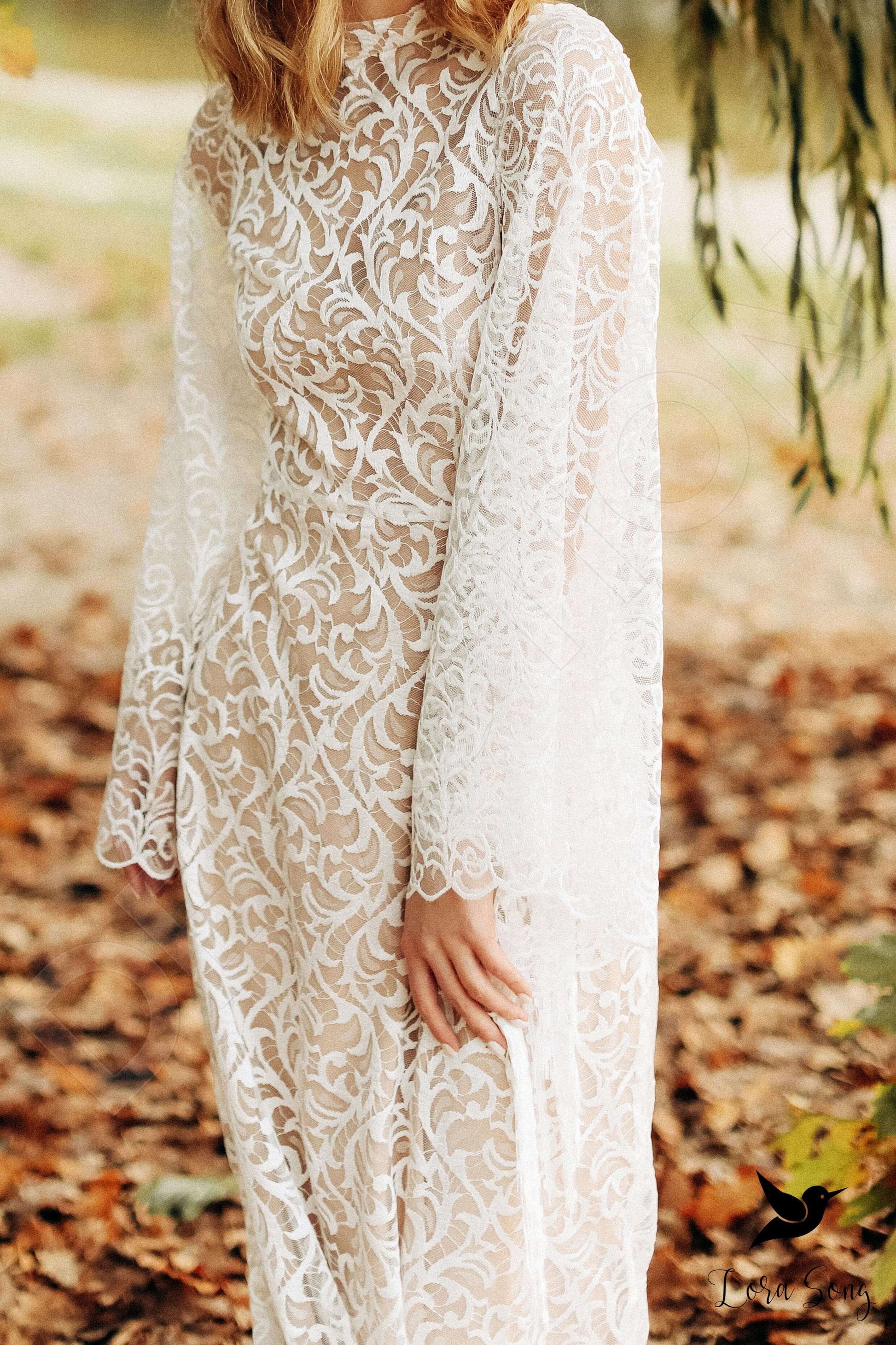 Dasia A-line High neck Milk Nude Wedding dress