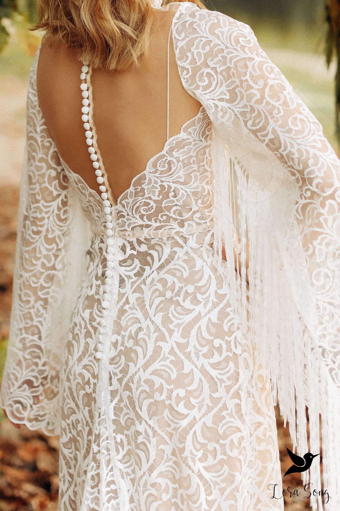 Dasia Open back A-line Long sleeve Wedding Dress 5