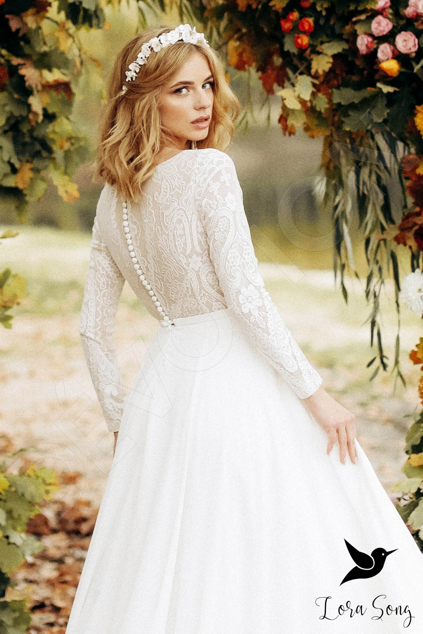 Avery Full back A-line Long sleeve Wedding Dress 10