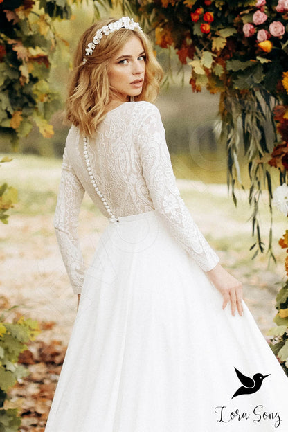 Avery Full back A-line Long sleeve Wedding Dress 10
