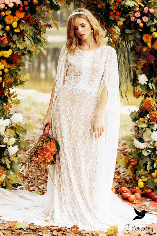 Brigid A-line Jewel Milk Nude Wedding dress