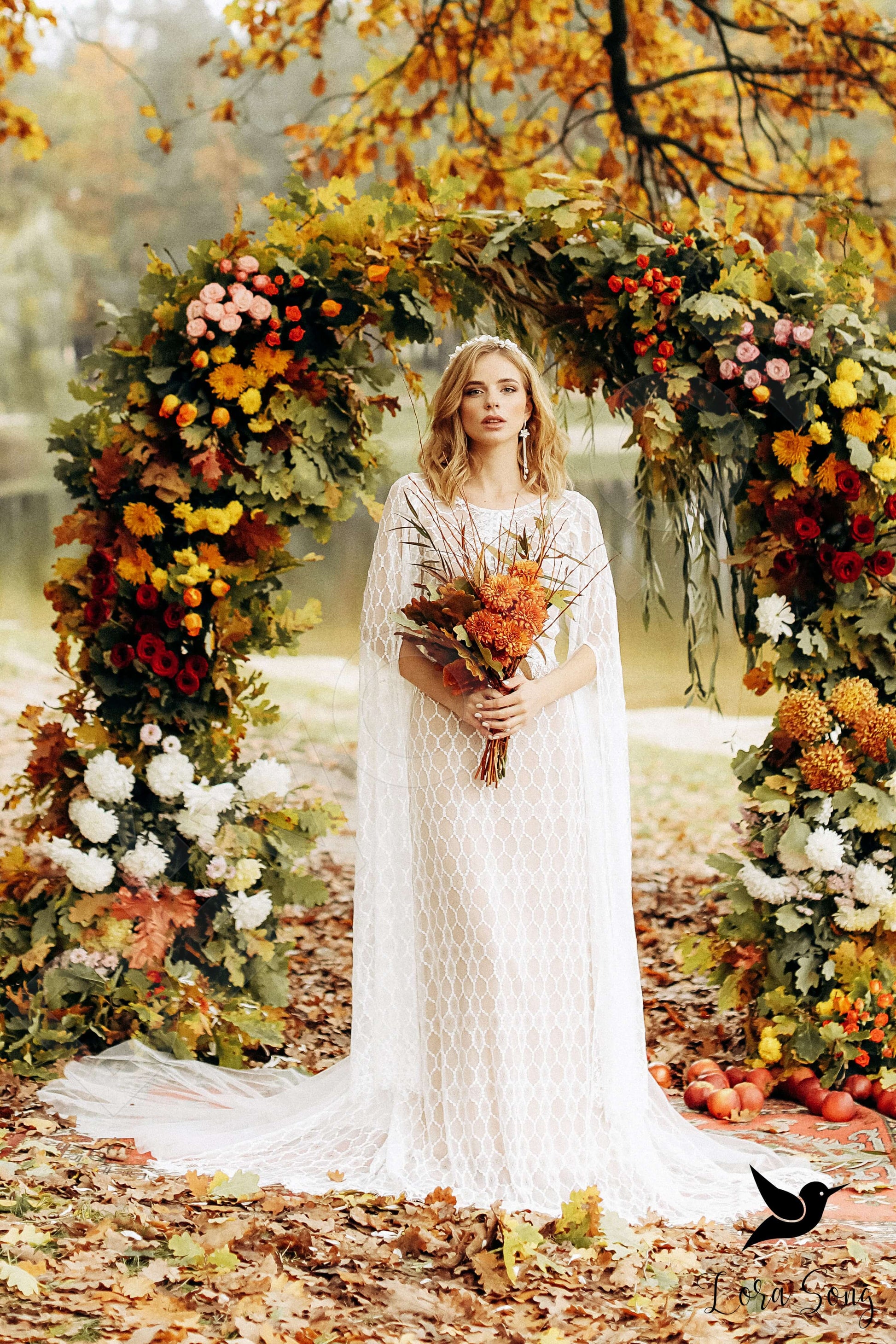 Brigid A-line Jewel Milk Nude Wedding dress