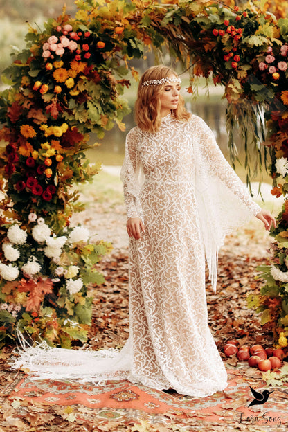 Dasia Open back A-line Long sleeve Wedding Dress 9