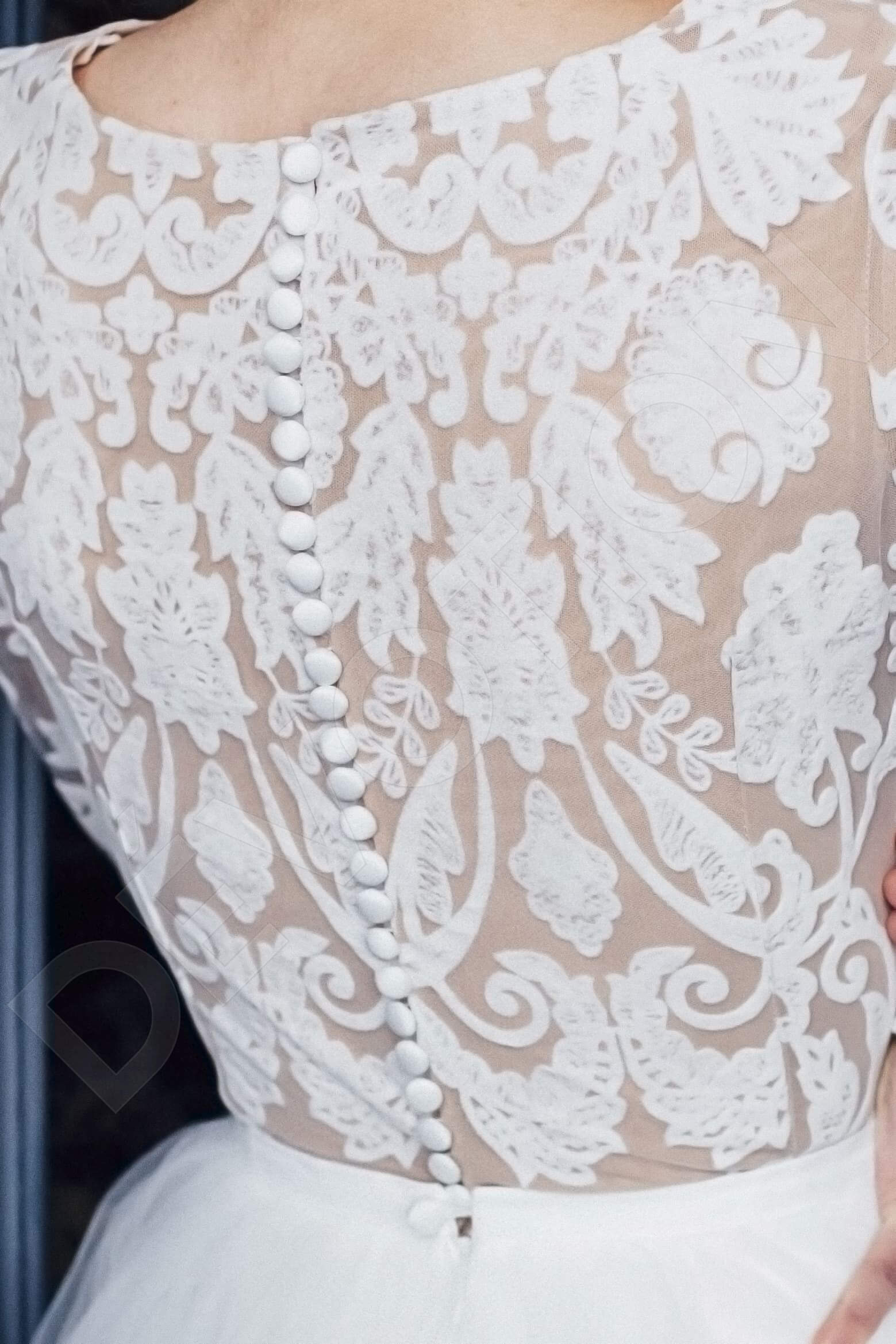 Mellisa A-line Jewel Milk Nude Wedding dress