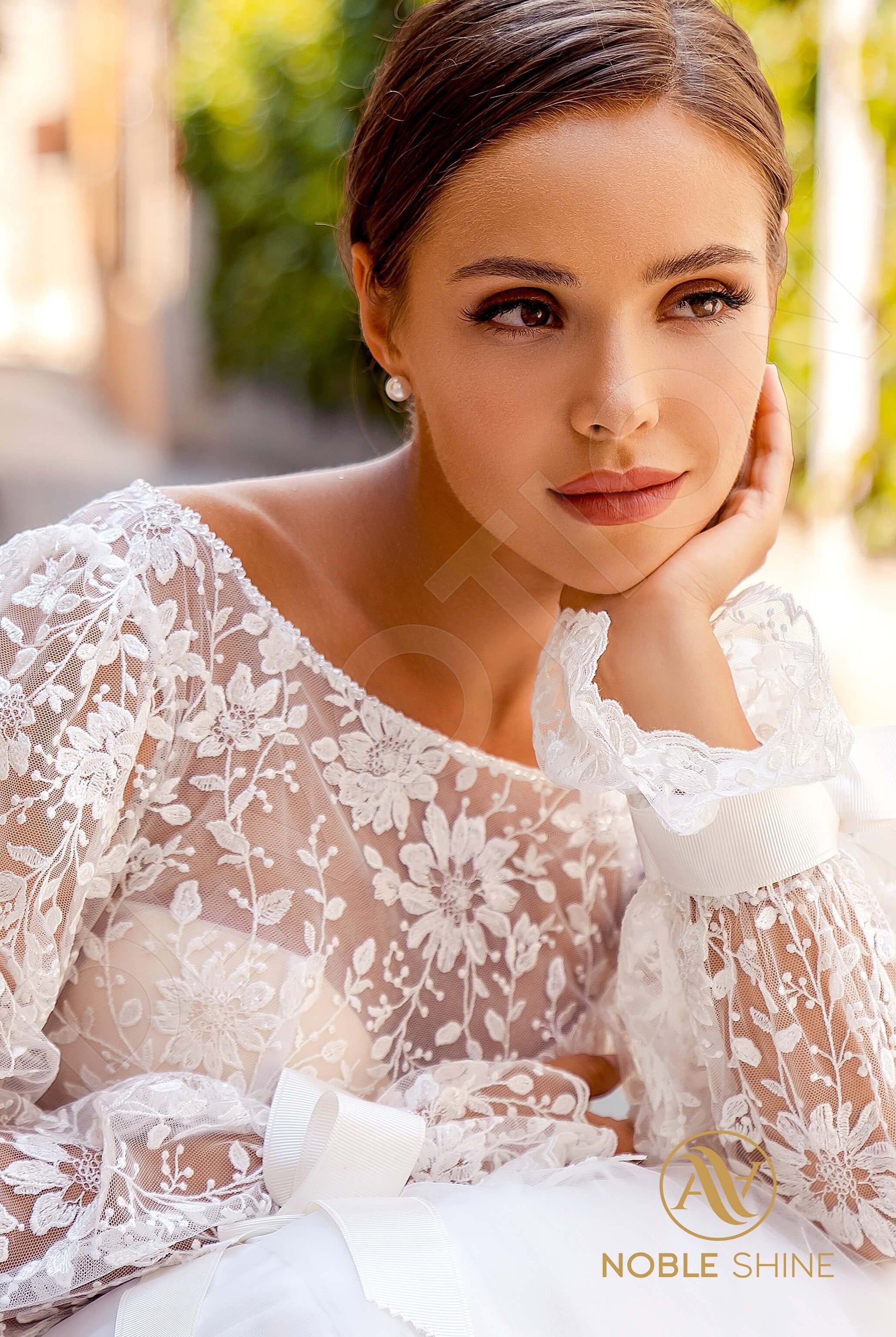 Letizia A-line Boat/Bateau Milk Wedding dress