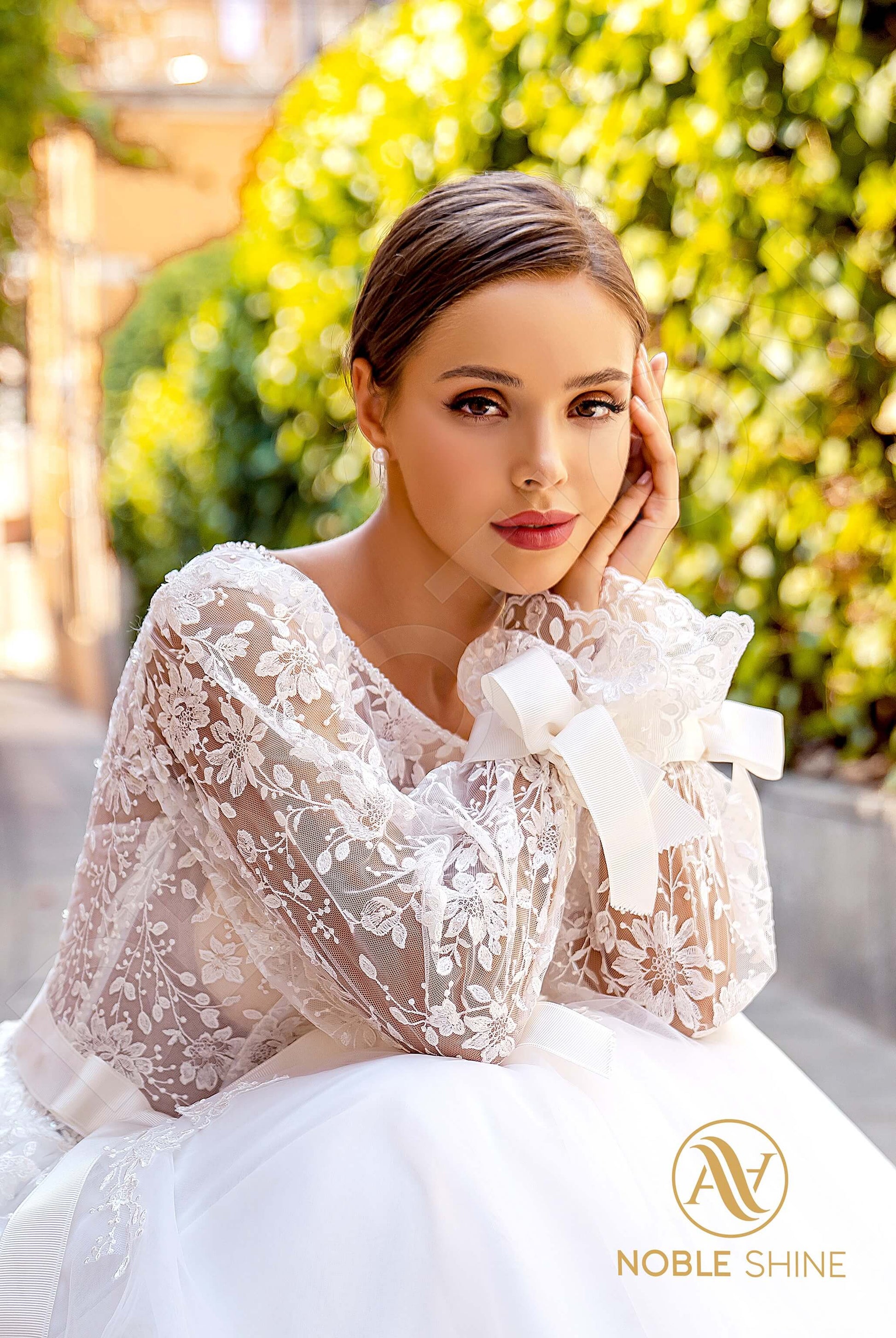 Letizia A-line Boat/Bateau Milk Wedding dress