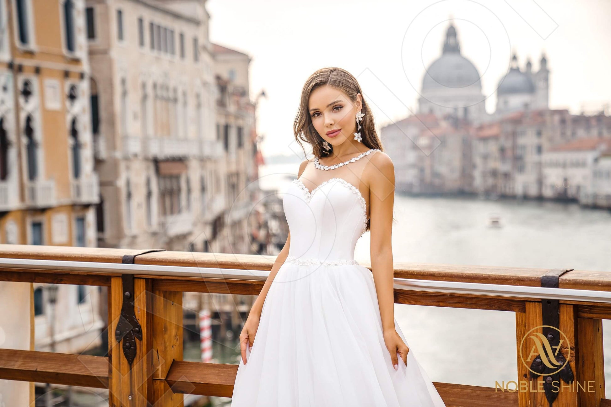 Carla A-line Jewel Milk Wedding dress
