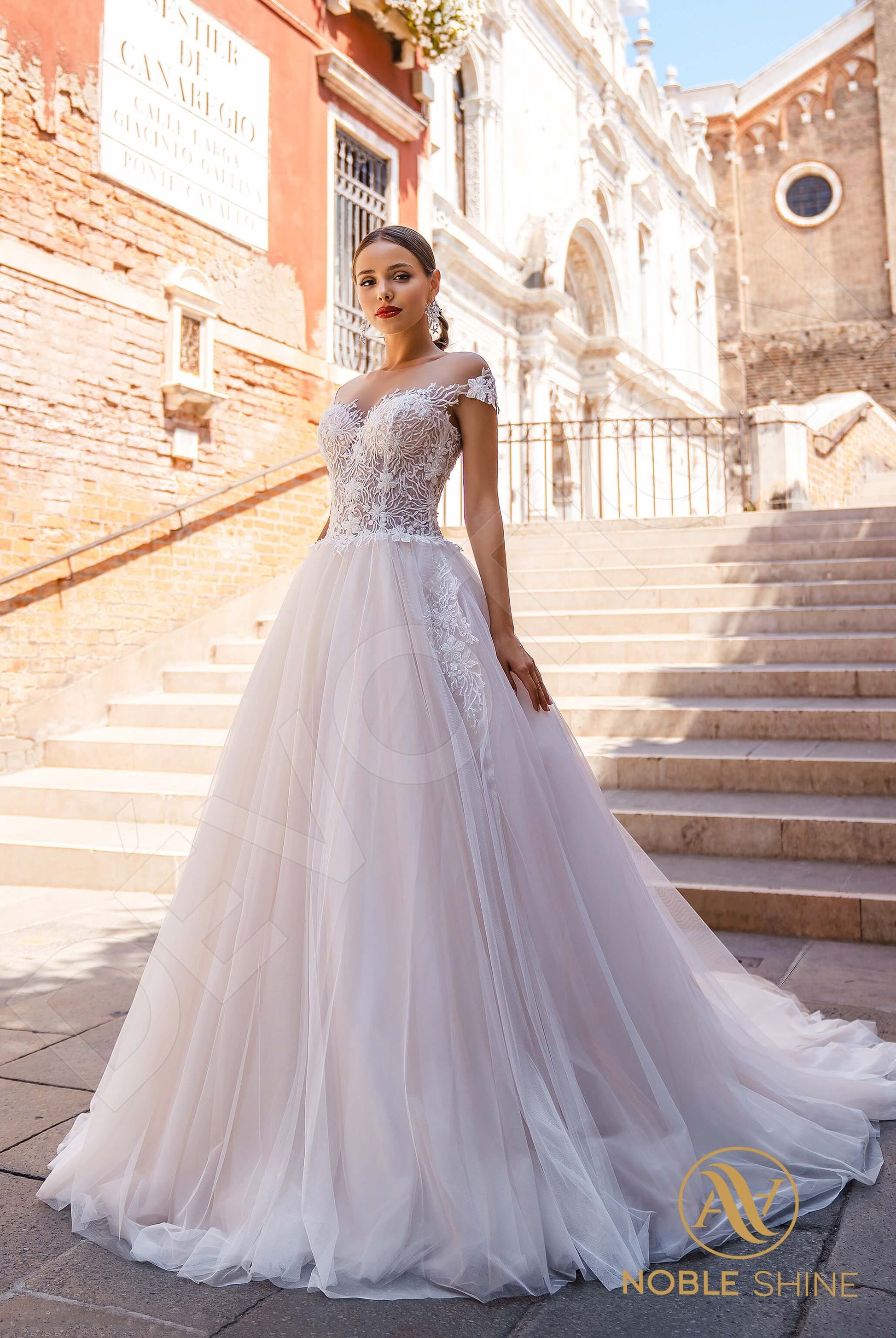 Albertina A-line Illusion Milk Cappuccino Wedding dress