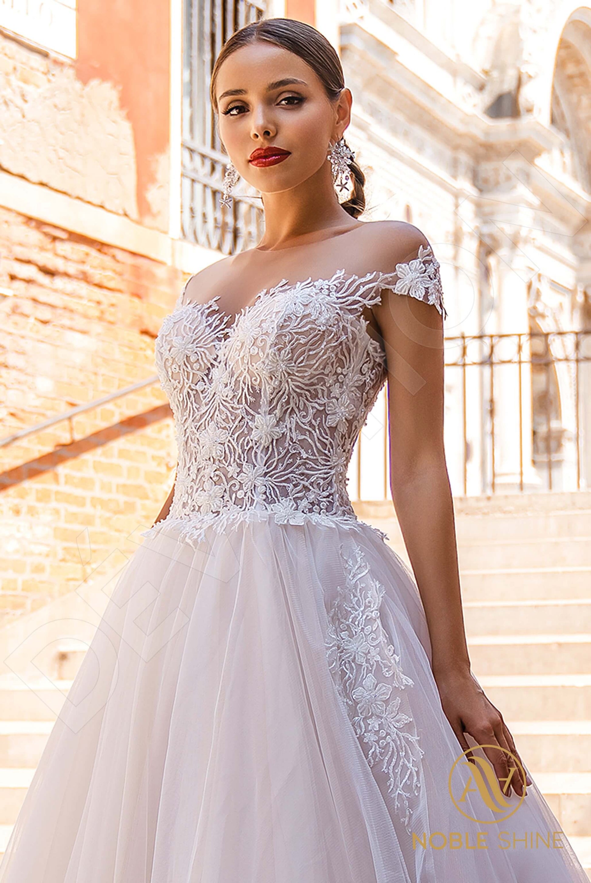 Albertina A-line Illusion Milk Cappuccino Wedding dress