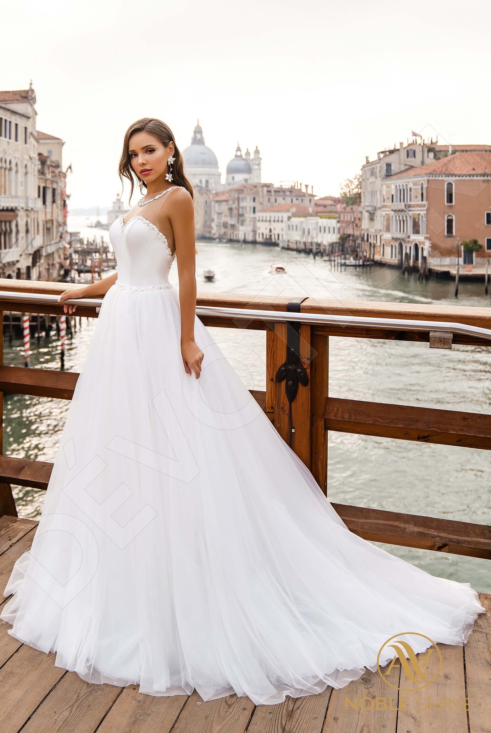 Carla A-line Jewel Milk Wedding dress