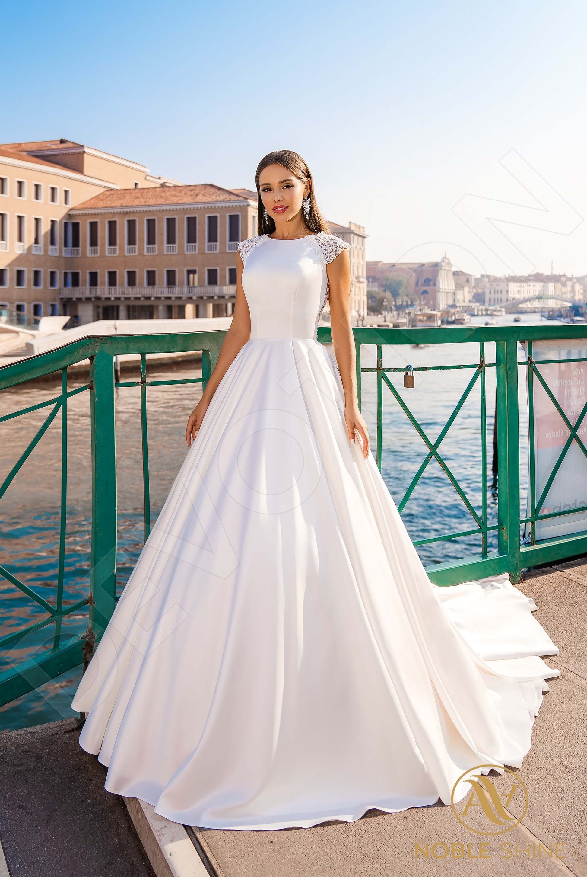 Ornella A-line Jewel Milk Wedding dress