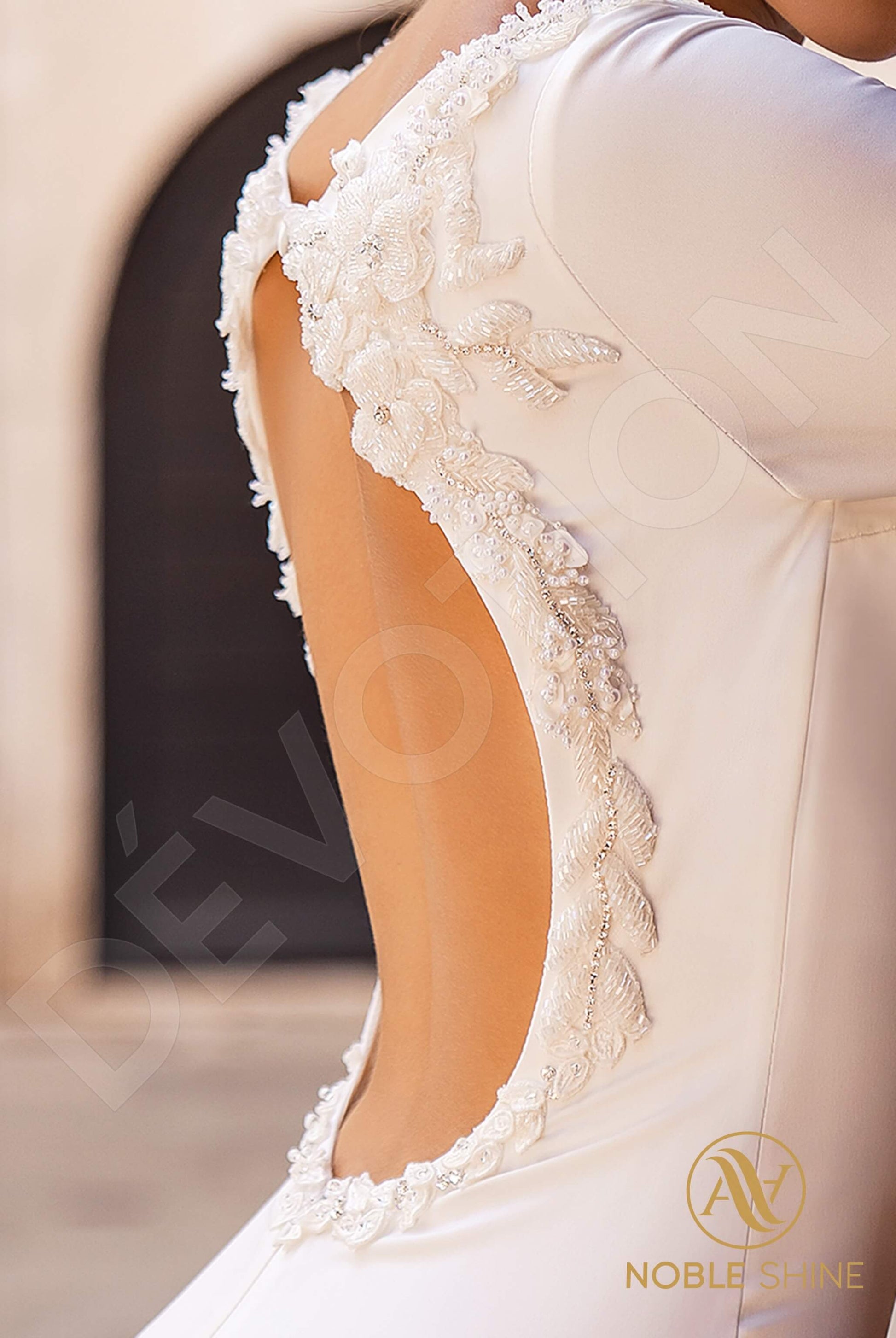 Erminia Trumpet/Mermaid Boat/Bateau Milk Wedding dress