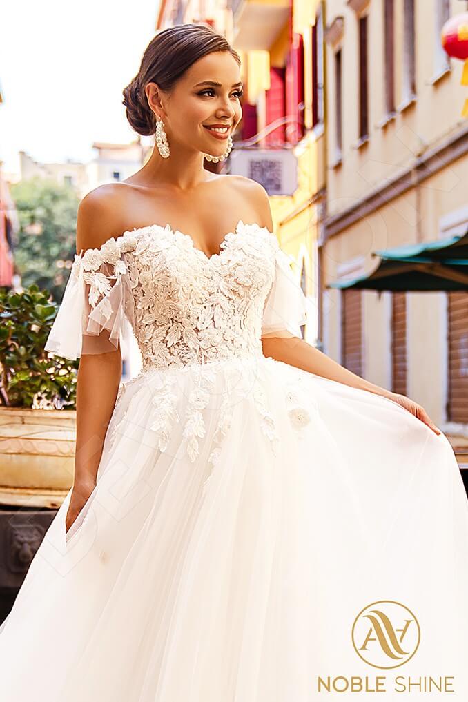 Constancia A-line Off-shoulder/Drop shoulders Milk Wedding dress