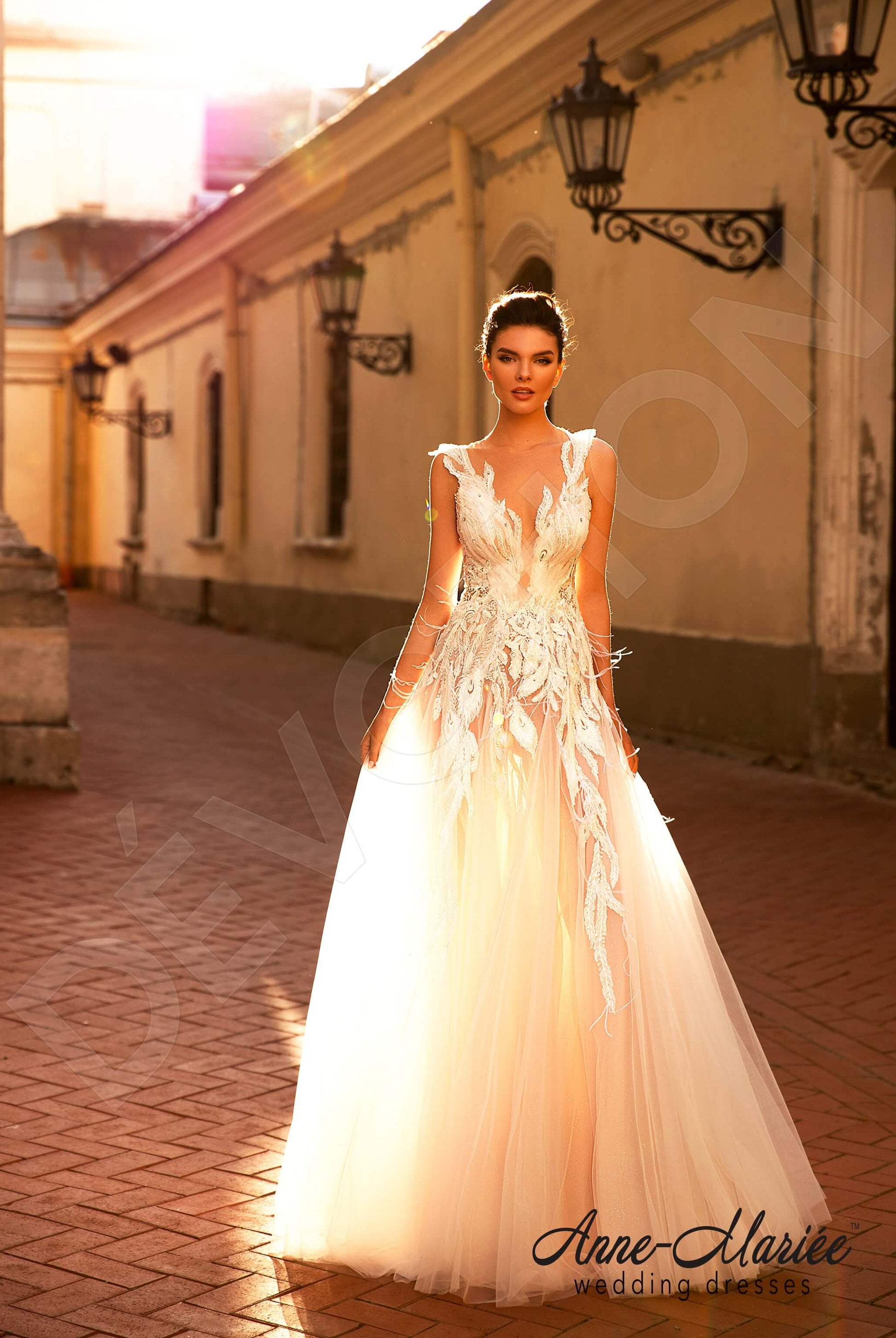 Letisia A-line Illusion Milk Nude Wedding dress