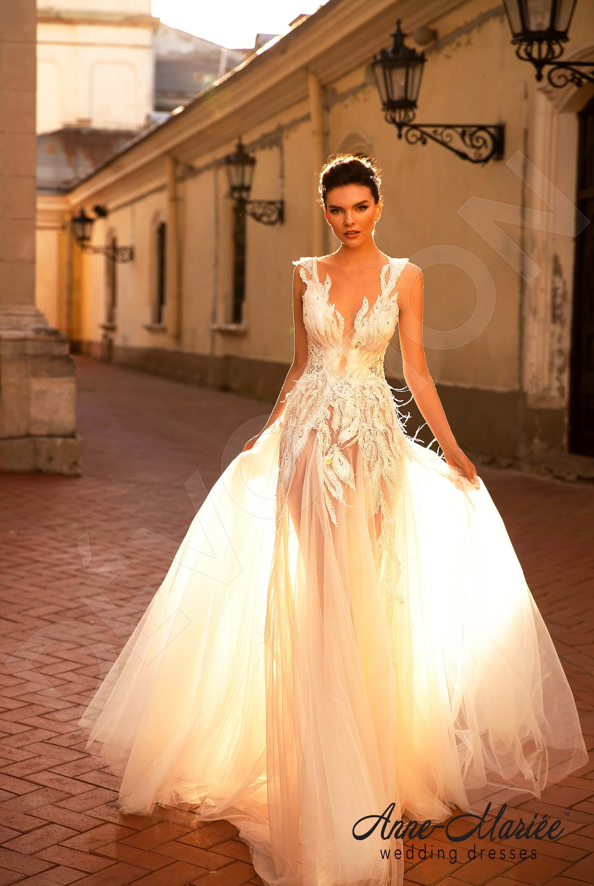 Letisia A-line Illusion Milk Nude Wedding dress