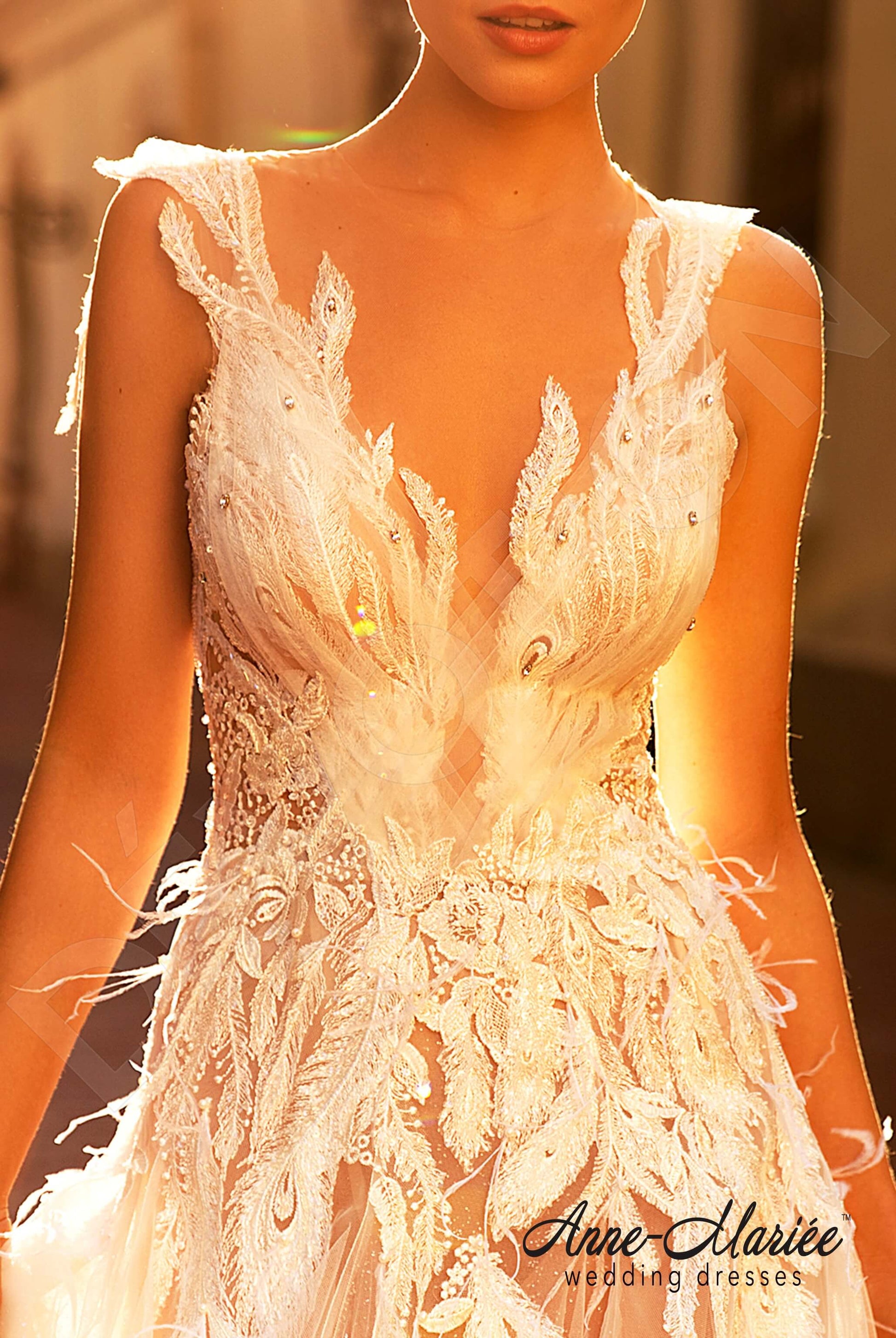 Letisia A-line Illusion Milk Nude Wedding dress