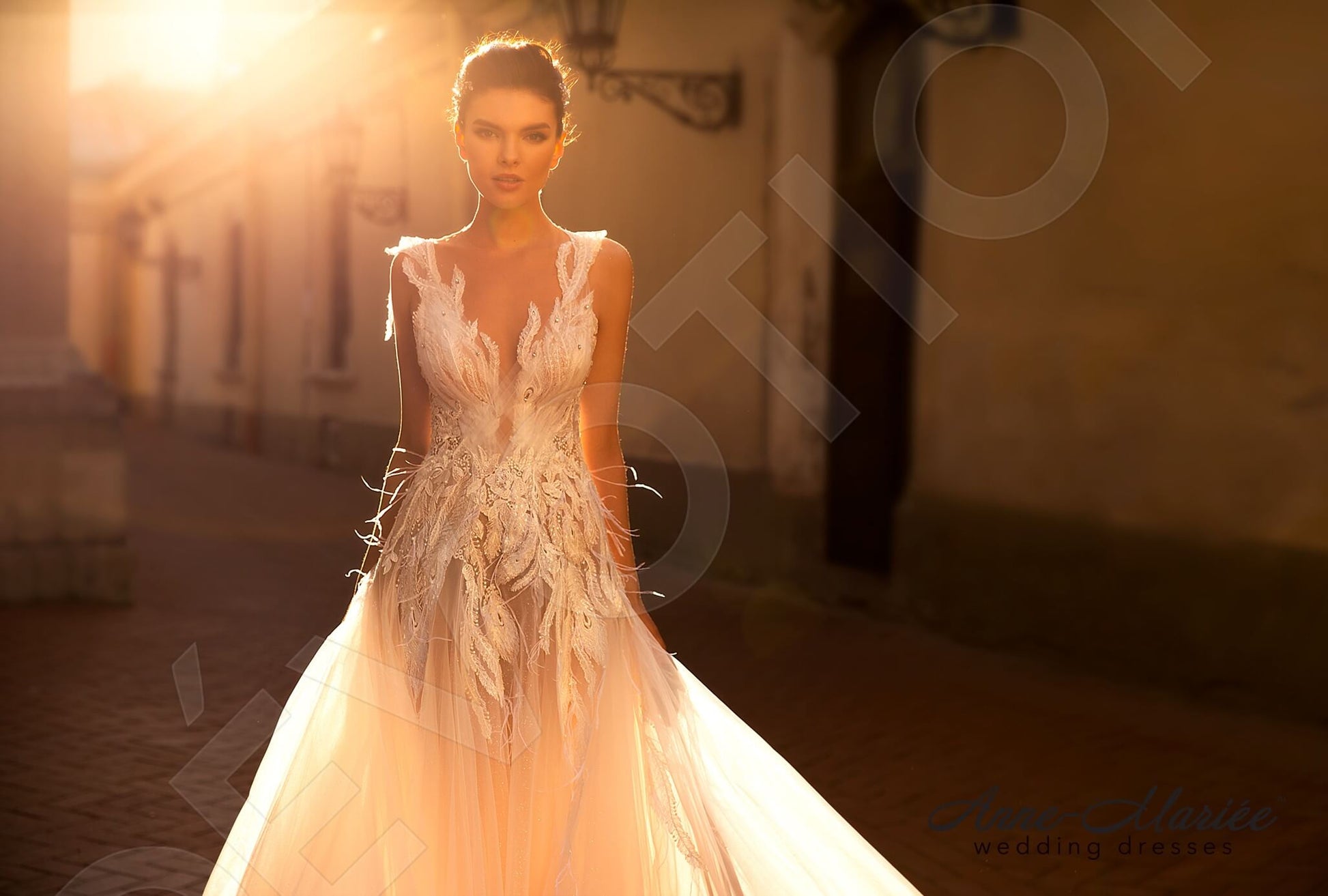 Letisia A-line Illusion Milk Nude Wedding dress