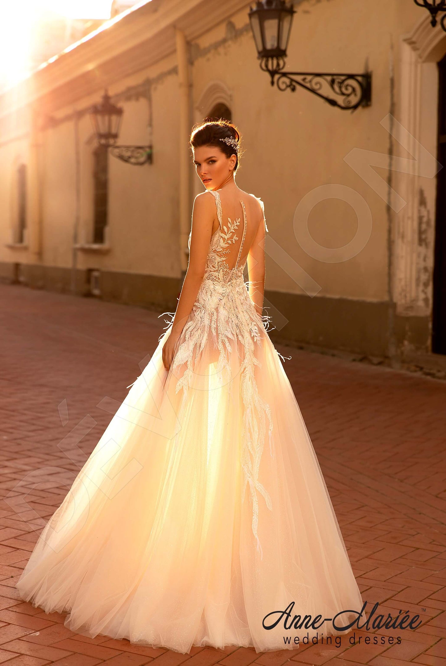 Letisia Illusion back A-line Sleeveless Wedding Dress Back