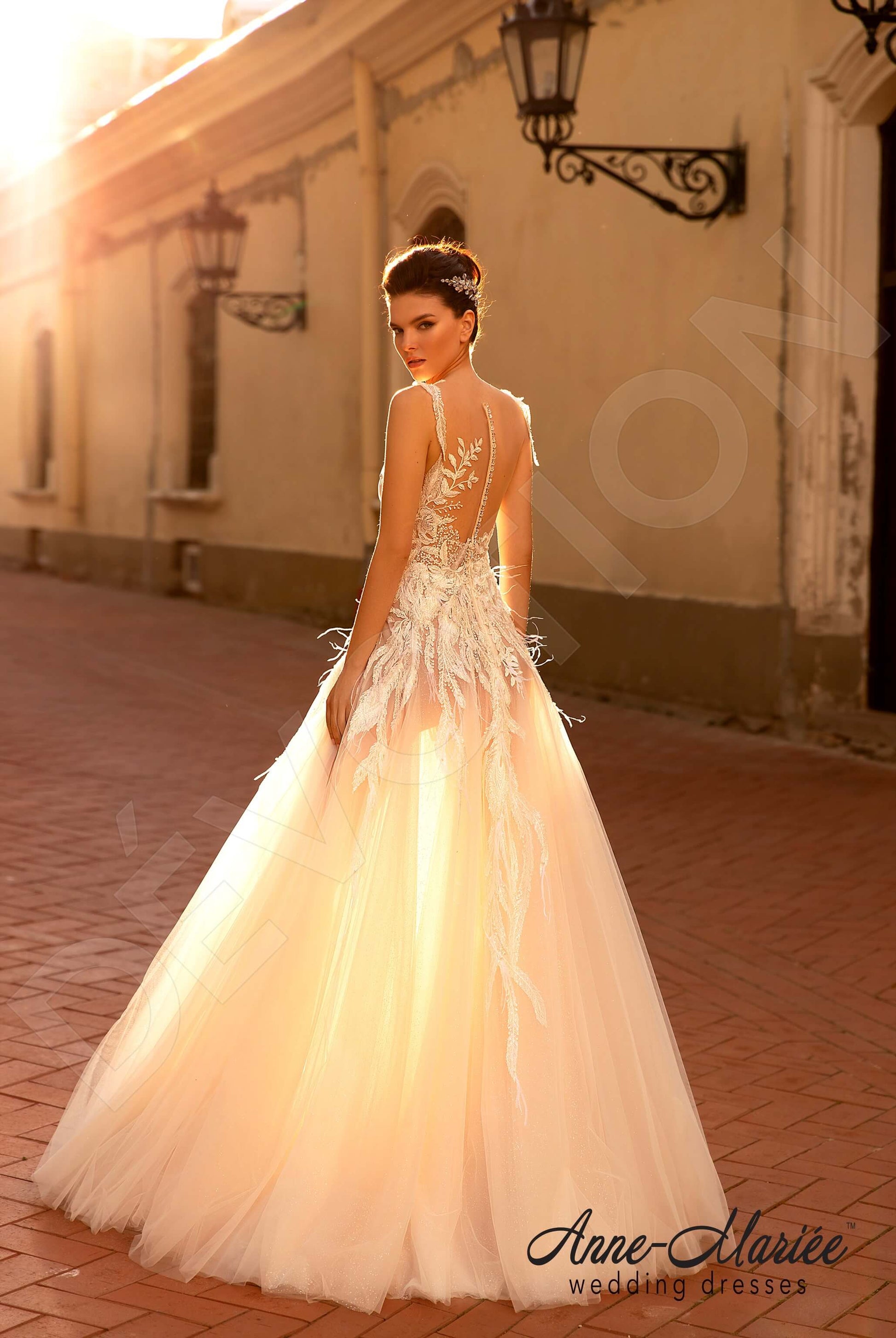 Letisia A-line Illusion Milk Nude Wedding dress