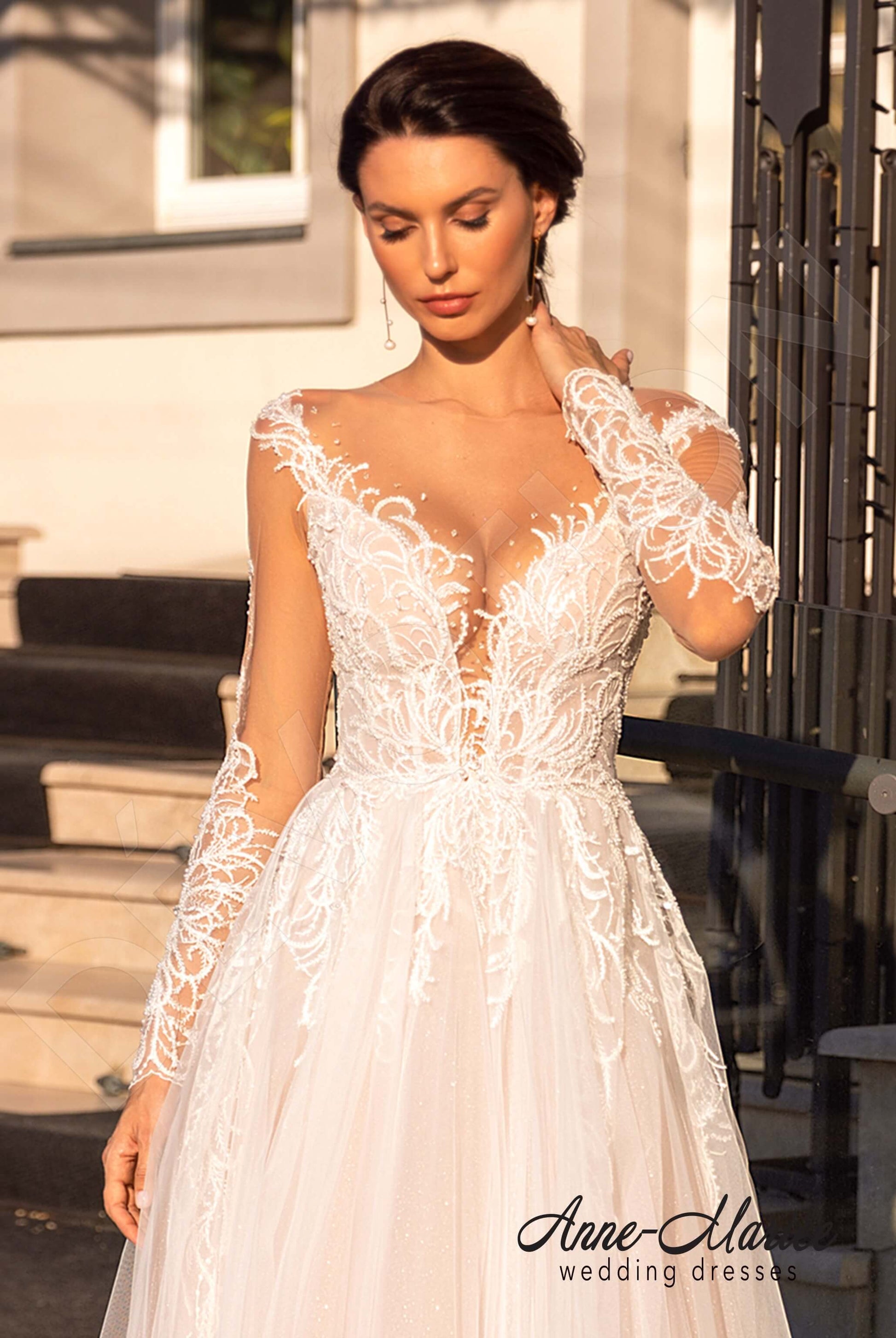 Astrida A-line Illusion Milk Peach Wedding dress
