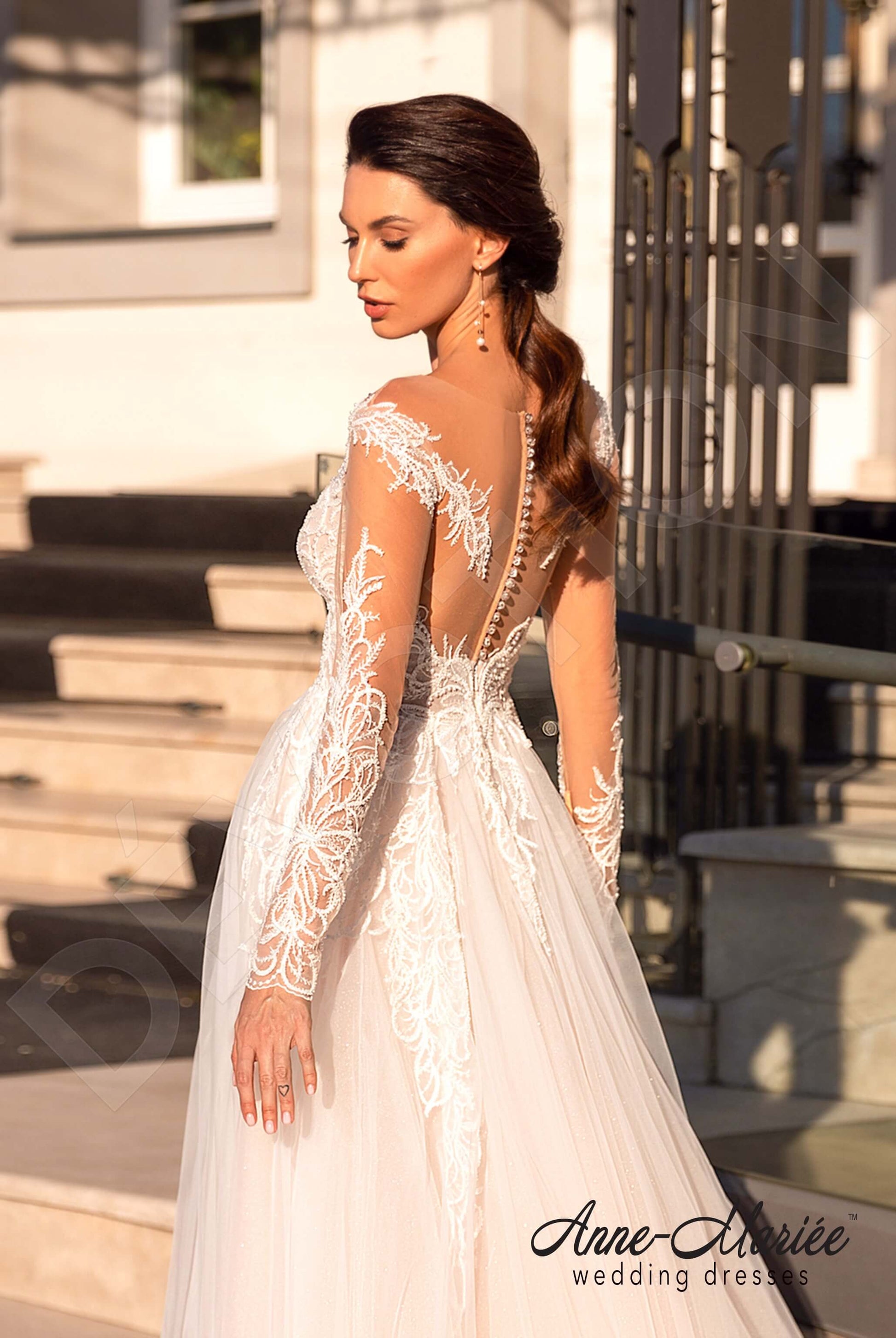 Astrida A-line Illusion Milk Peach Wedding dress