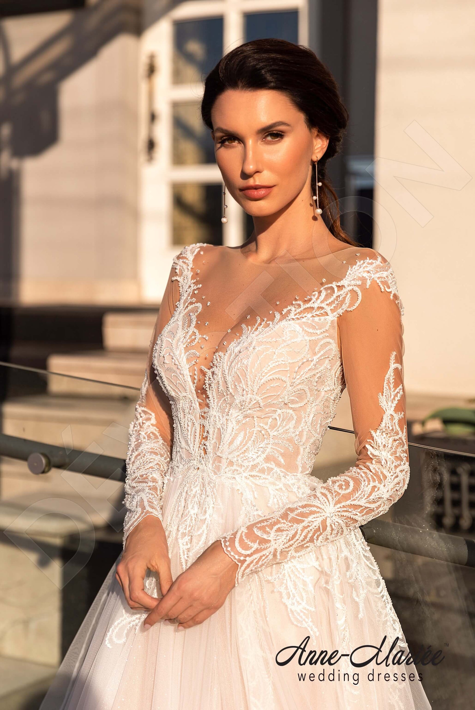 Astrida A-line Illusion Milk Peach Wedding dress