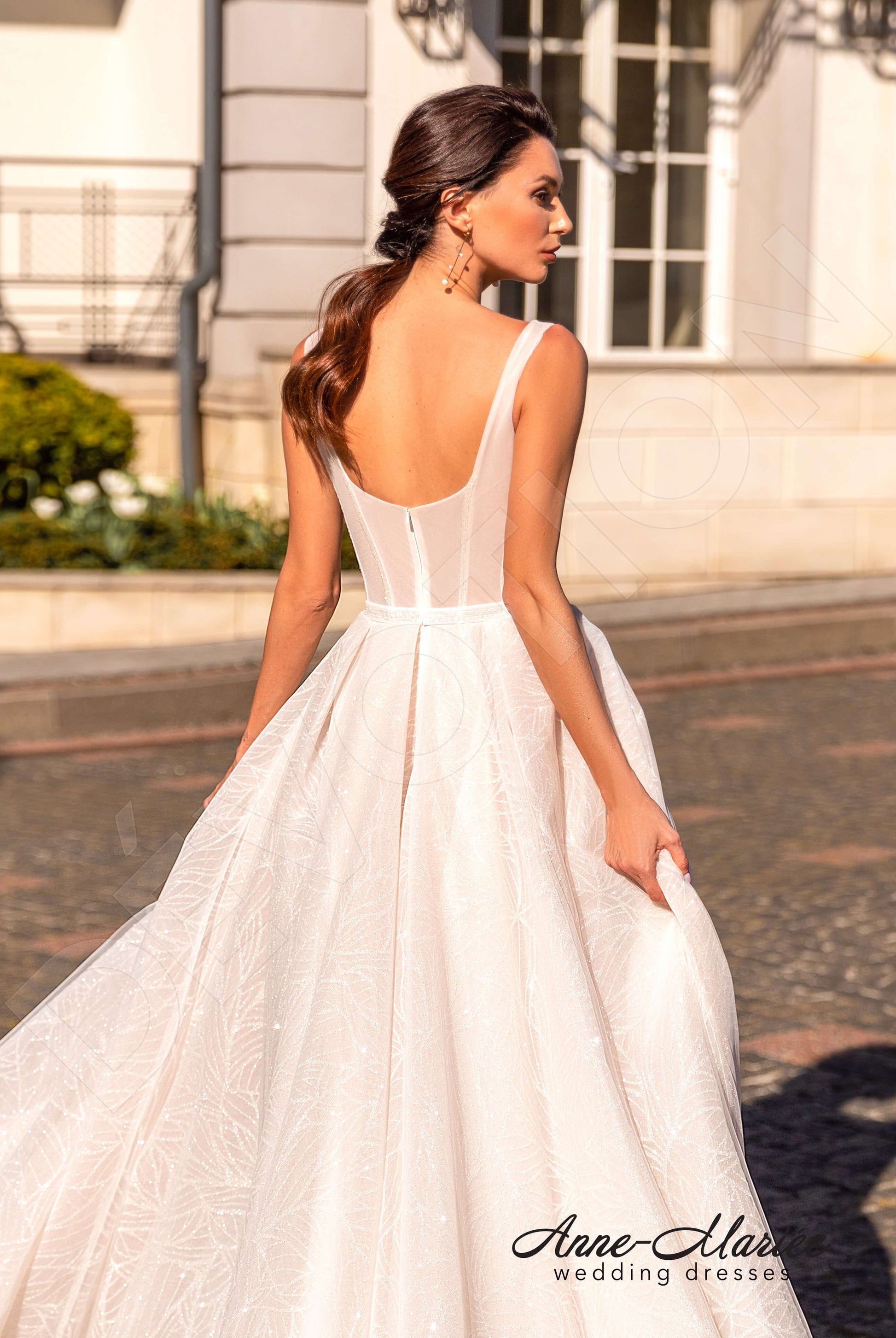 Denna A-line Square Milk PowderPink Wedding dress