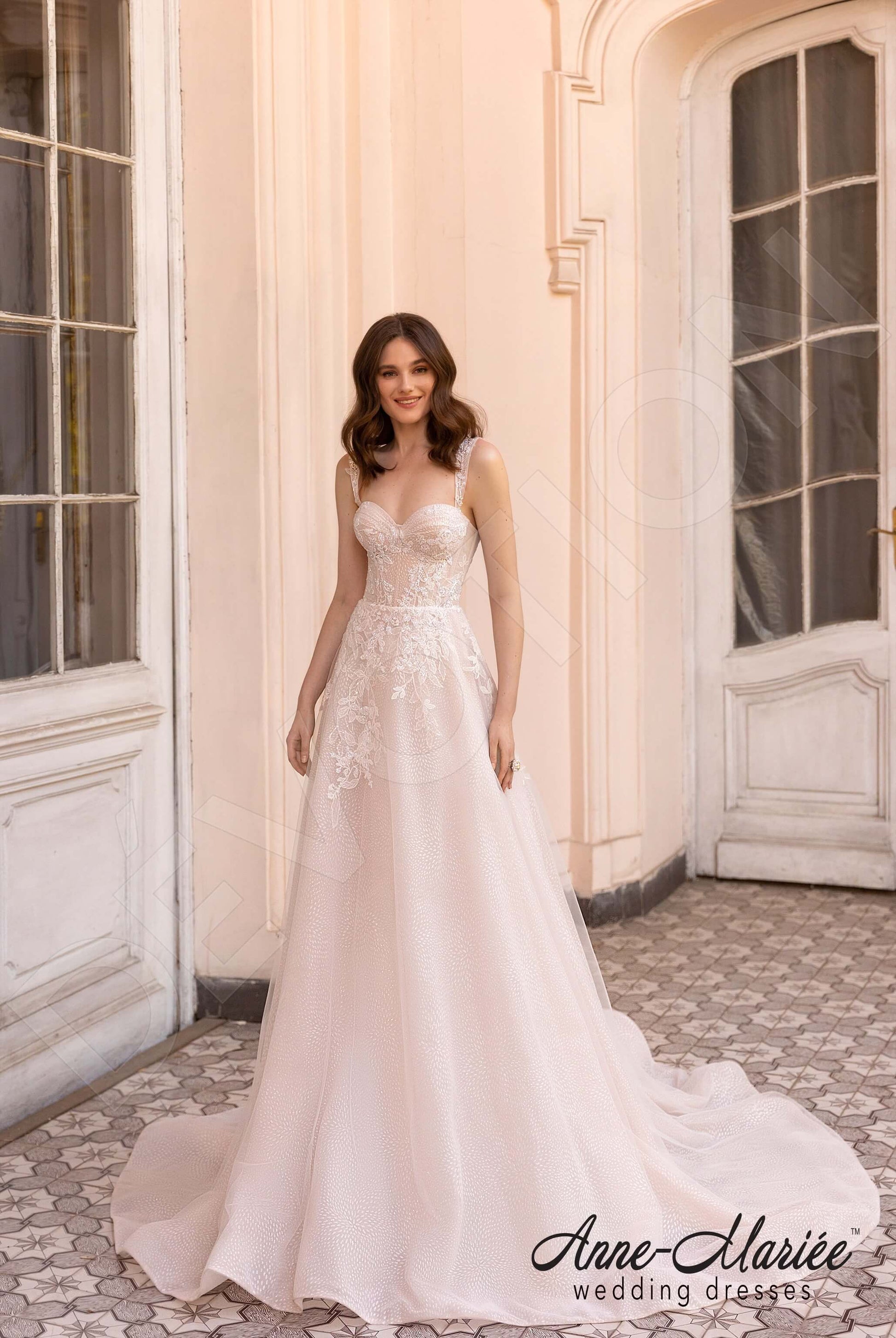 Emelin A-line Sweetheart Milk PowderPink Wedding dress