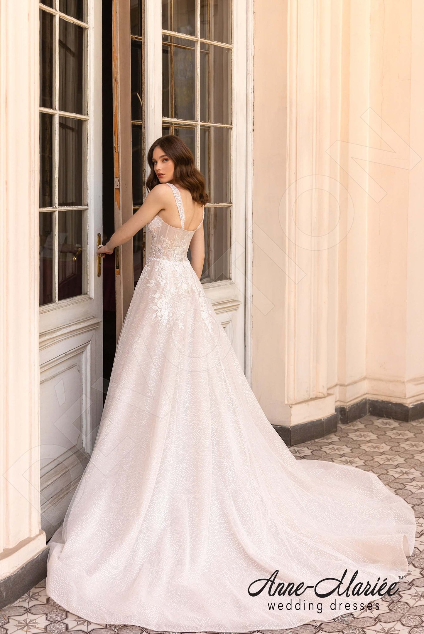 Emelin Open back A-line Straps Wedding Dress Back