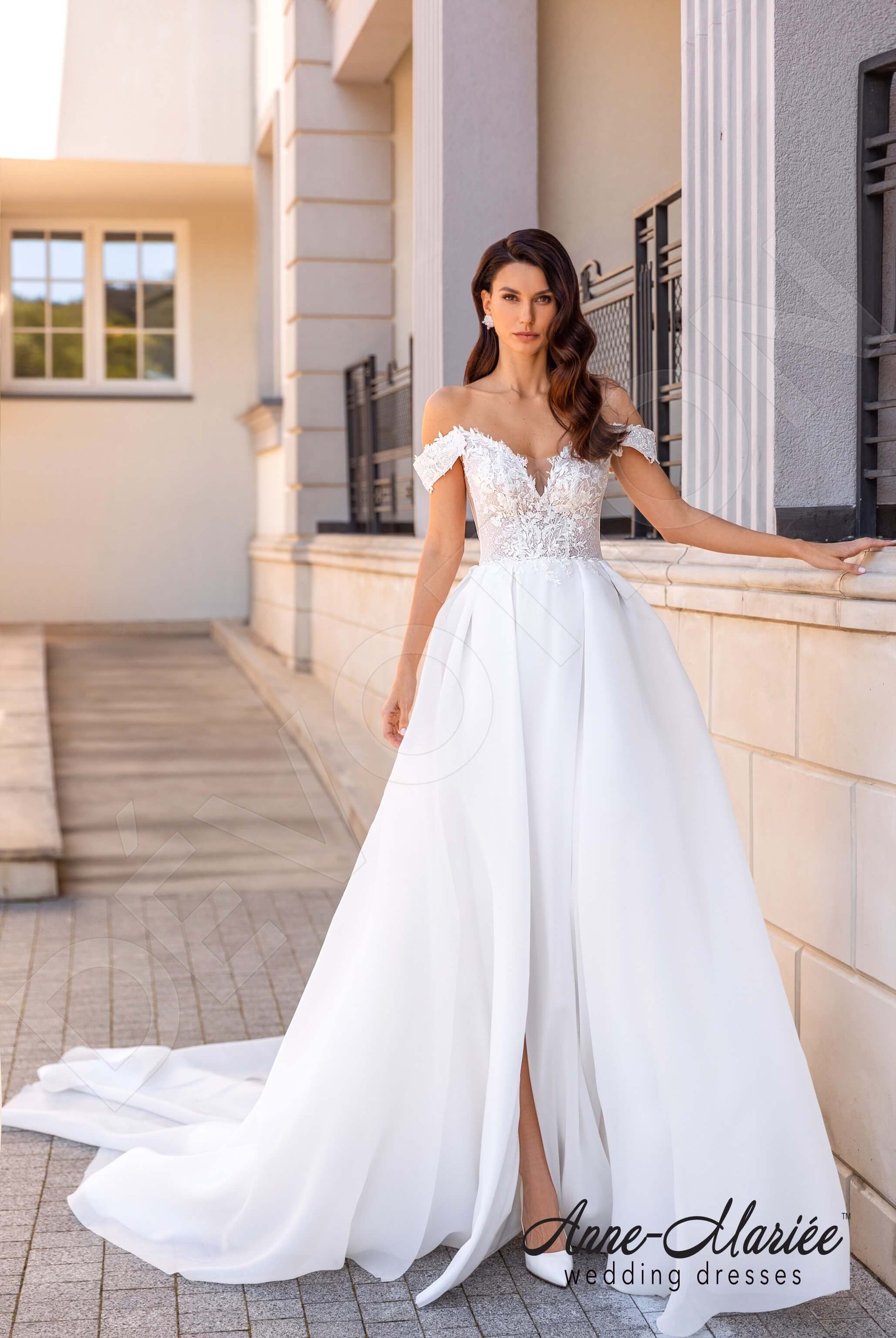 Felis A-line Off-shoulder/Drop shoulders Milk Wedding dress