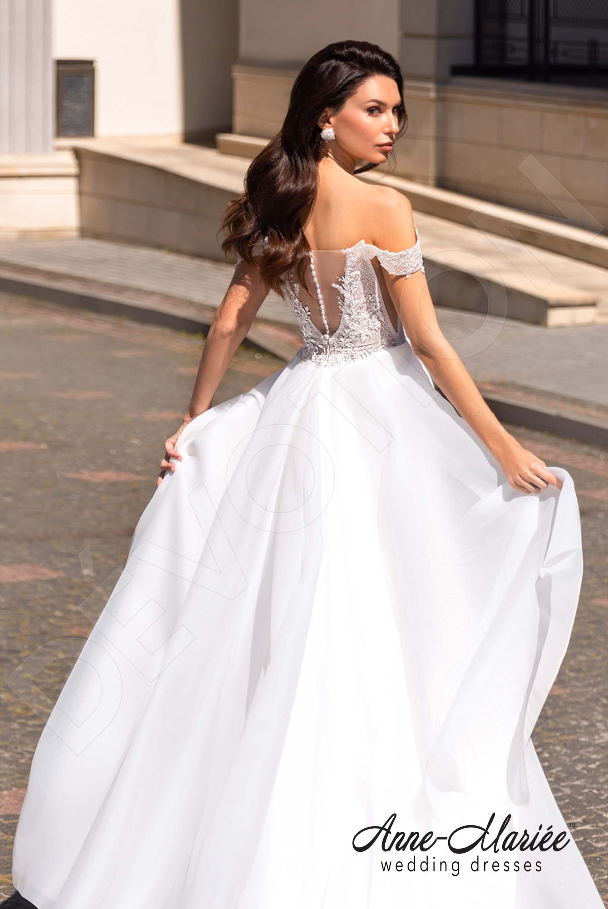 Felis A-line Off-shoulder/Drop shoulders Milk Wedding dress