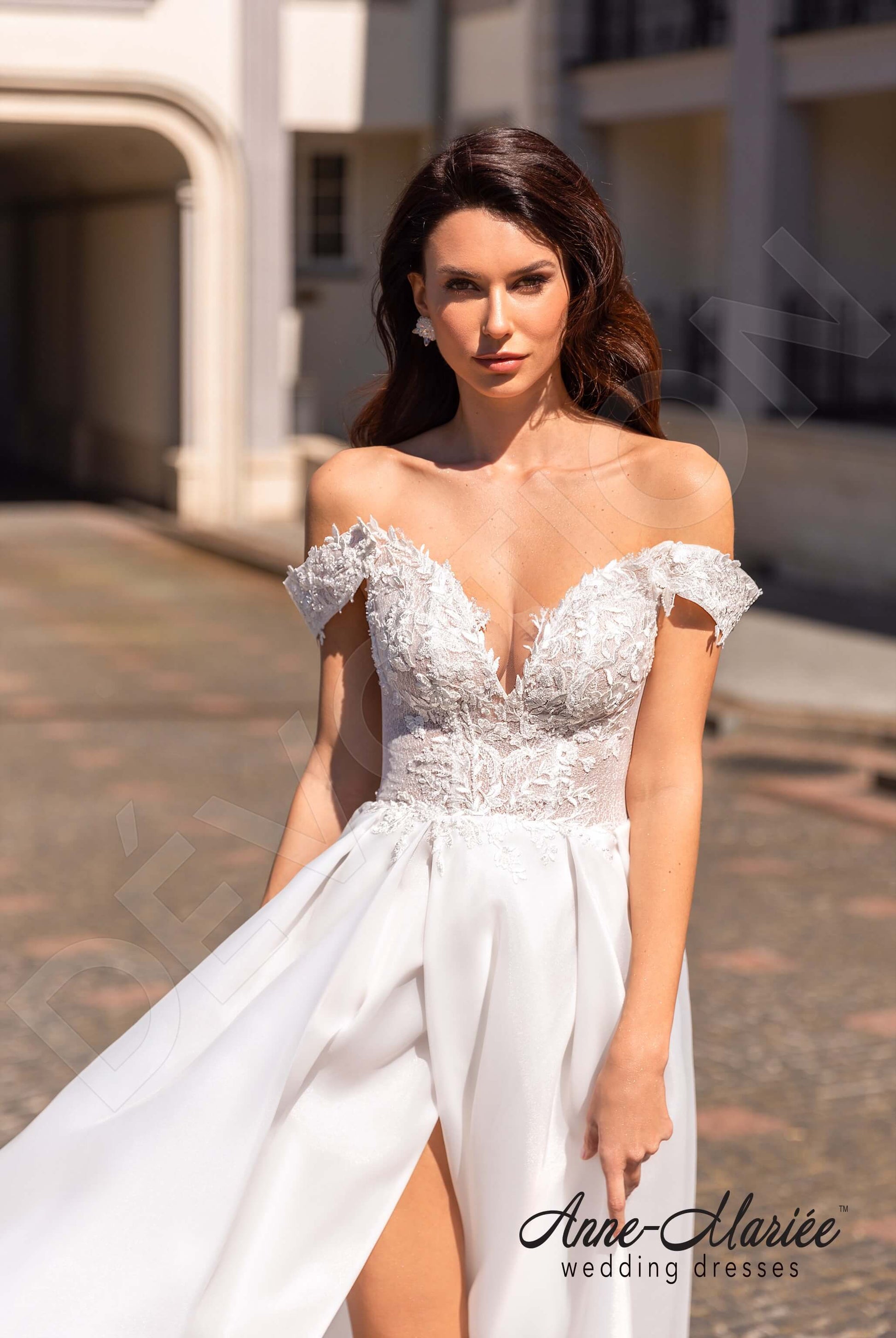 Felis A-line Off-shoulder/Drop shoulders Milk Wedding dress