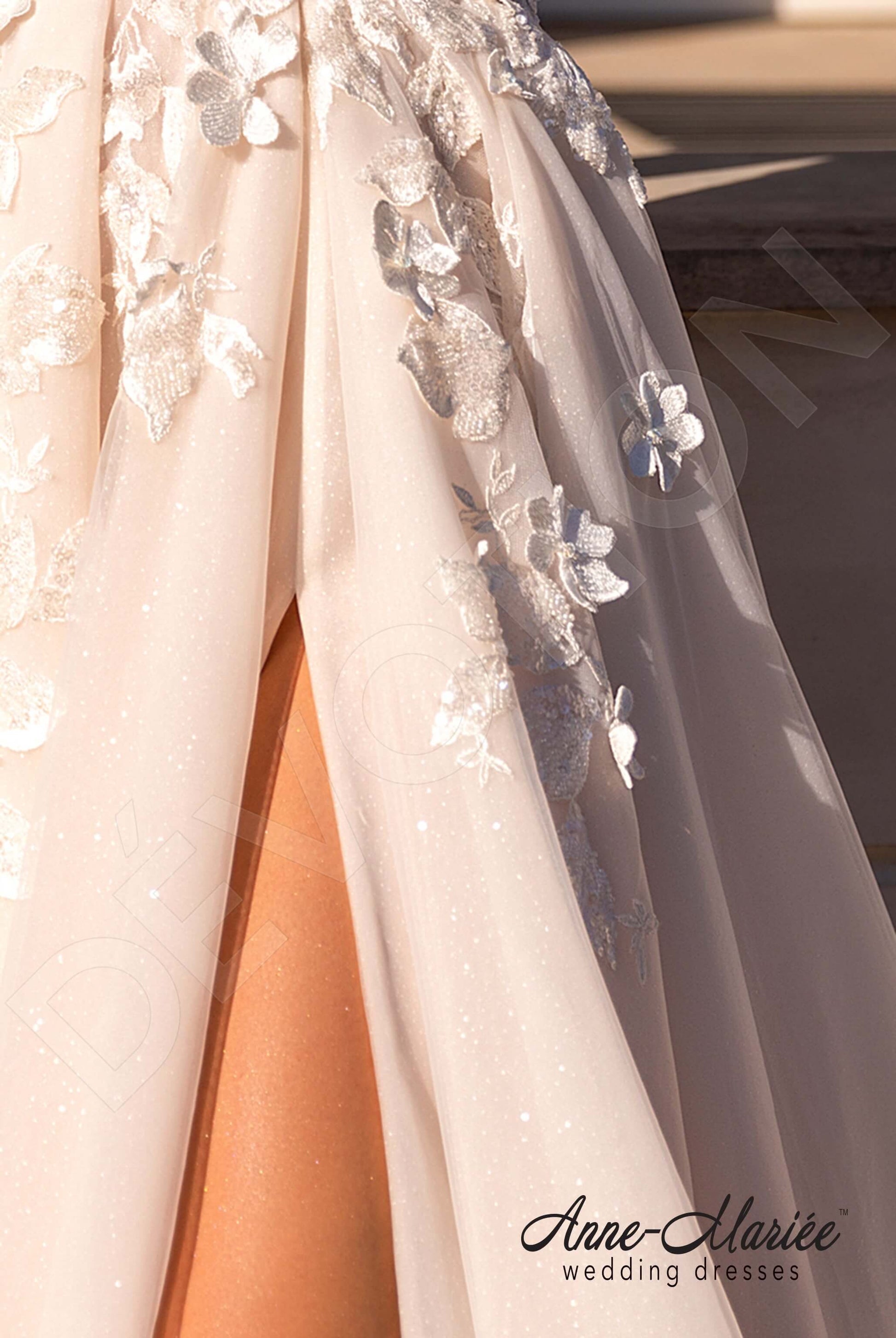 Flor A-line V-neck Milk Peach Wedding dress