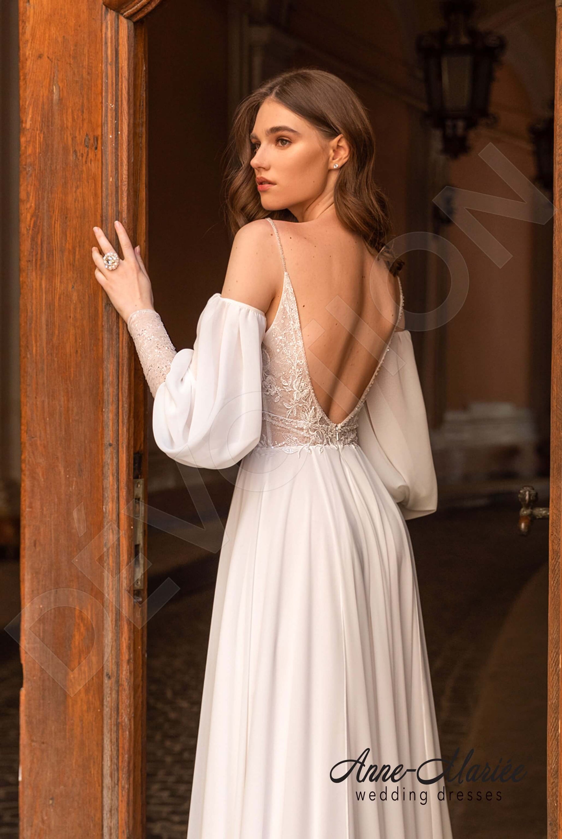 Selma A-line V-neck Milk Wedding dress