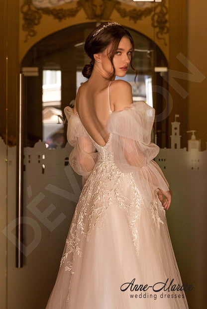 Zoera Open back A-line Detachable sleeves Wedding Dress 3