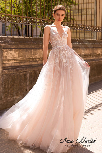 Selesta Open back A-line Sleeveless Wedding Dress Front